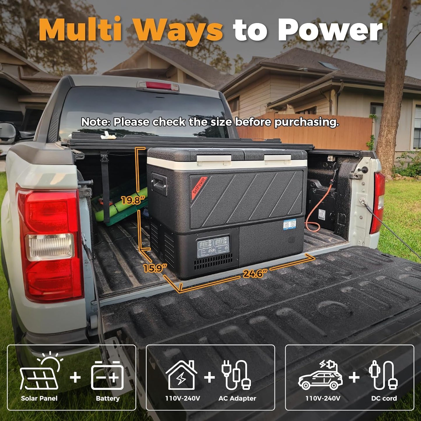 Setpower DT45 Car Refrigerator with APP Control, 48QT(45L) Electric Cooler Dual Zone Fridge Freezer, 12V Refrigerator Portable Freezer for Camping, Travel, Road Trip