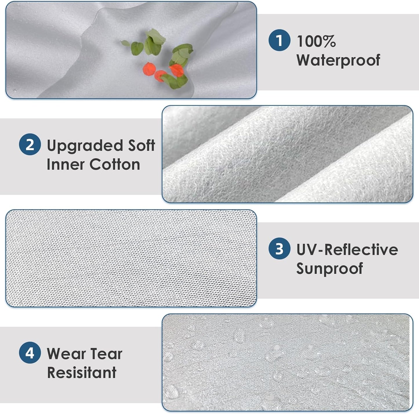 AUQDD 6-Layers Premium SUV Car Cover Waterproof All Weather Weatherproof UV Sun Protection Snow Dust Storm Resistant Outdoor Exterior Custom Form-Fit Full Padded Car Cover with Straps 205"-216" K10