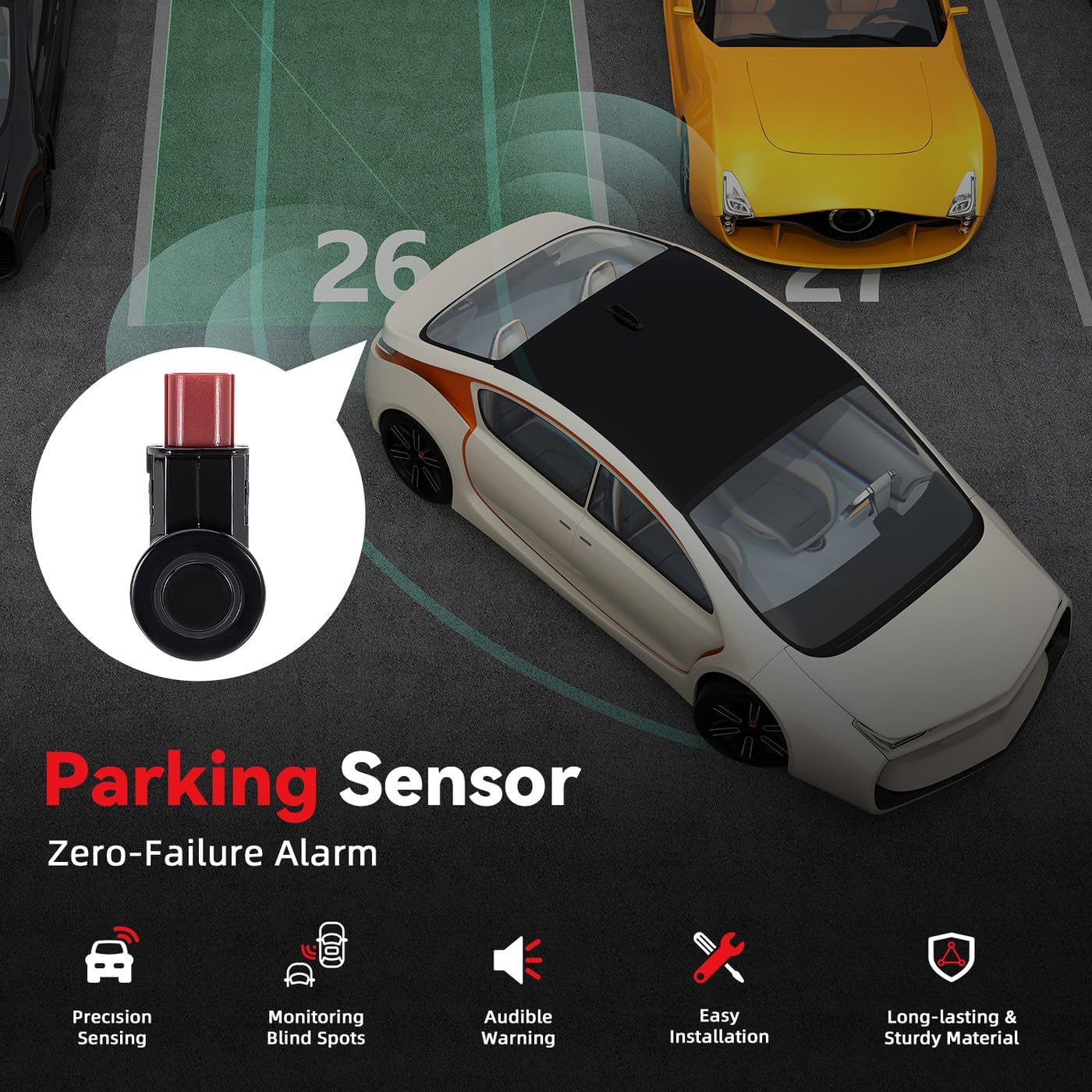 2pcs PDC Bumper Parking Aid Assist Sensor Backup Reverse Radar Replacement Kit - Compatible with Honda 2005-2010 Odyssey 2004-2013 CR-V CRV - 188200-9860 39680-SHJ-A61