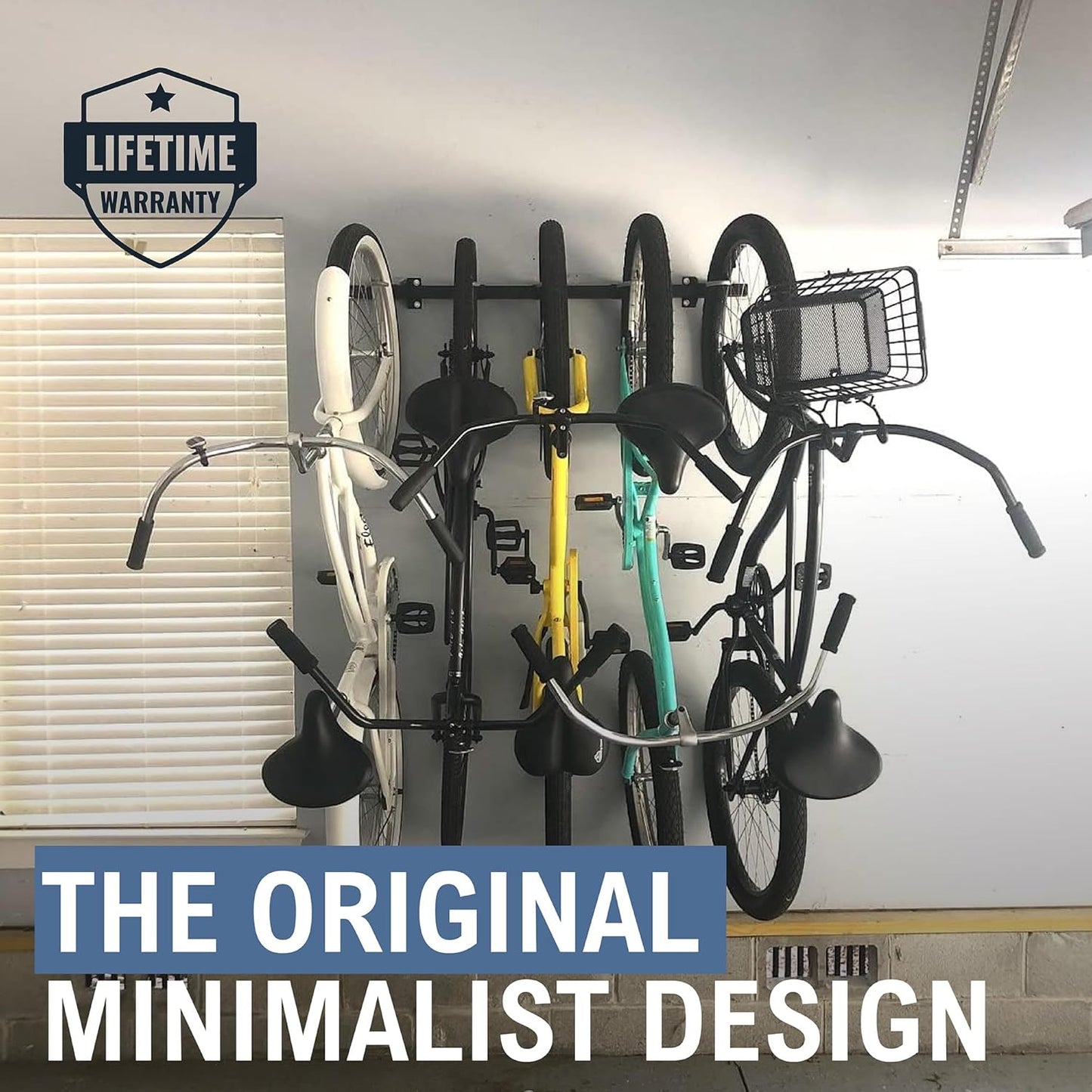 StoreYourBoard Bike Storage Rack with Shelf – Heavy Duty Garage Bike Storage Rack for 5 Bicycles, Adjustable Vertical Bike Rack, Bike Rack Shelf for Helmets & Gear, Holds 300 lbs