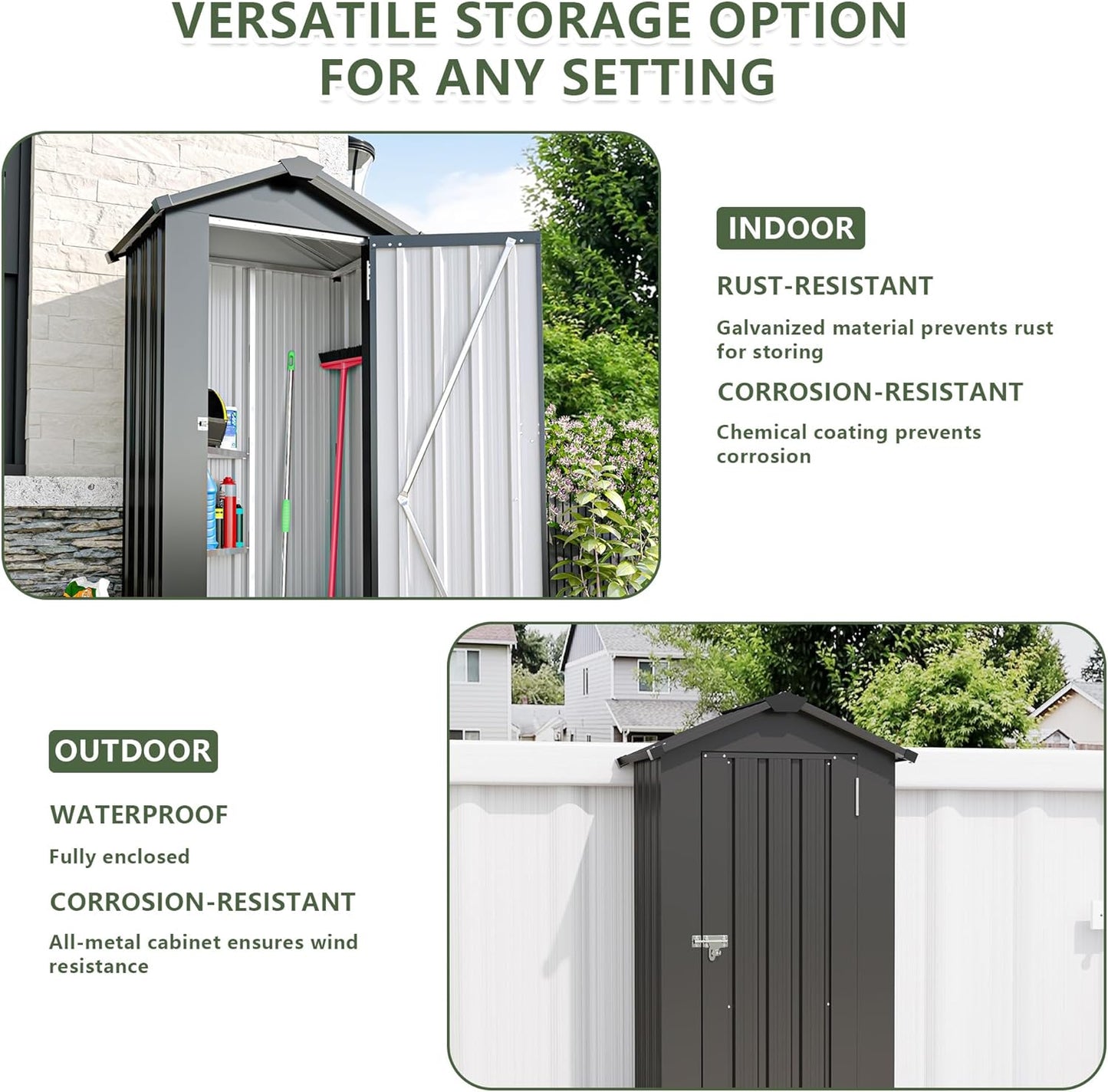 2.5x1.4 FT Outdoor Storage Shed, Small Metal Garden Shed with Adjustable Shelves, Mini Outside Tool Sheds with Lockable Hinged Door, Waterproof Outdoor Storage Cabinet for Backyard, Patio, Lawn, Black