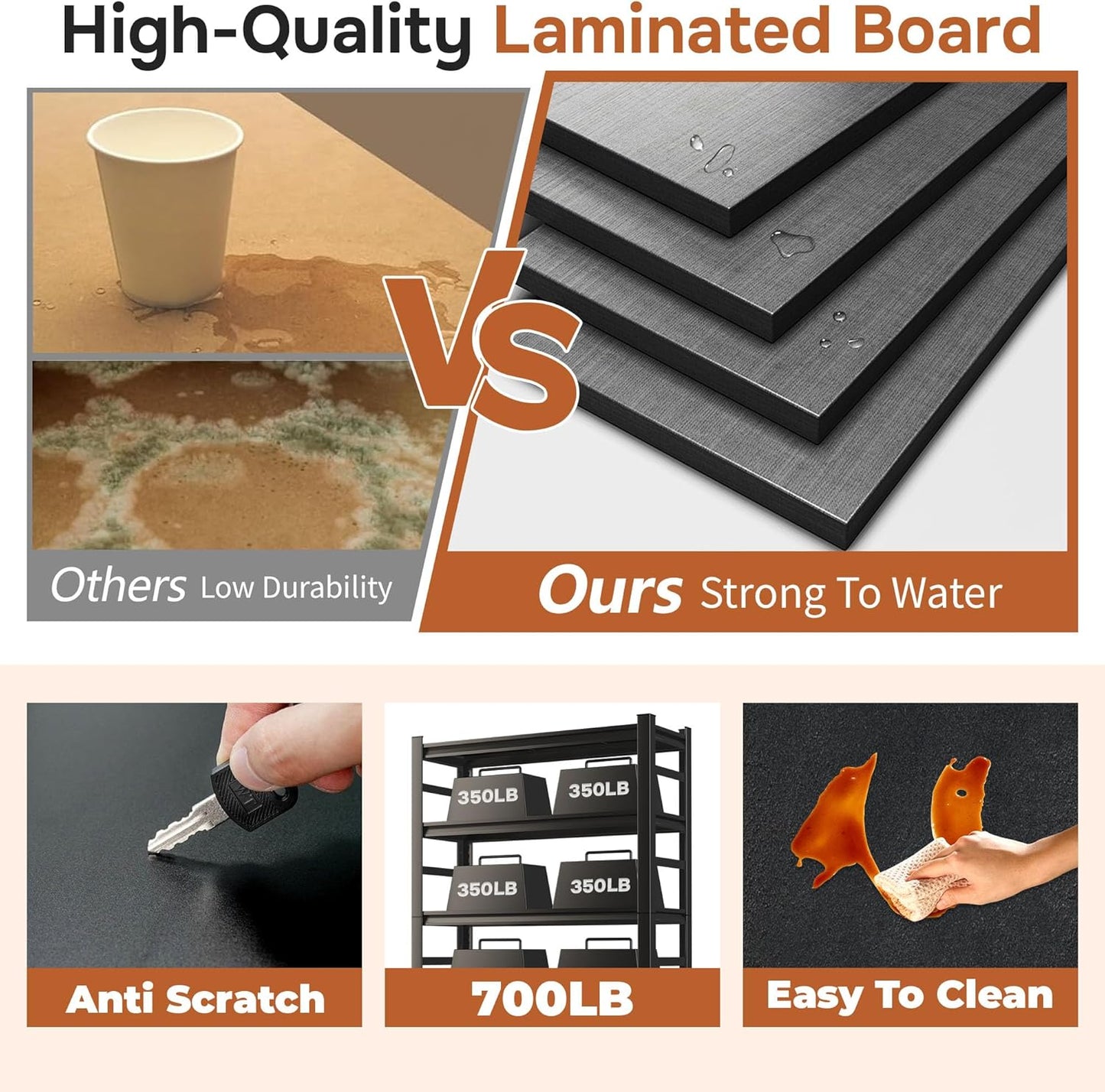 3500 LBS Garage Shelving Heavy Duty 5-Tier Adjustable Storage Shelves Unit,71''H Metal Utility Rack Shelf for Industries, Warehouses, Basement,Black (71.2''H x 35.4''W x 13.8''D)