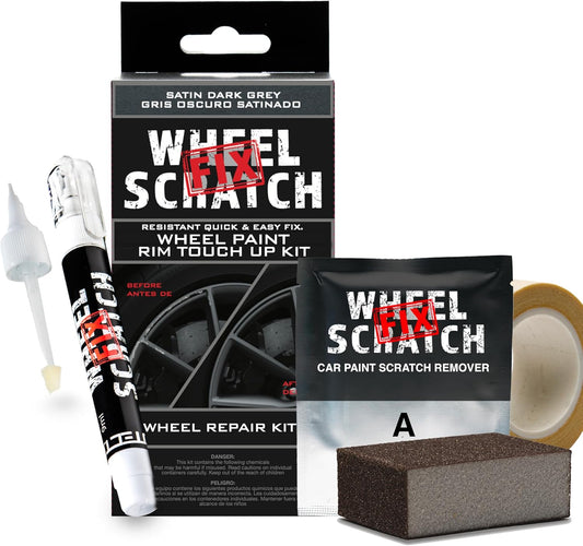 Gray Rim Touch Up Paint Kit, Car Wheel Scratch Repair Kit, Wheel Touch Up Paint Pen, curb rim repair kit, curb rash repair Kit, Universal Rim Alloy Wheel Paint Dark Gray (Satin Dark Gray)