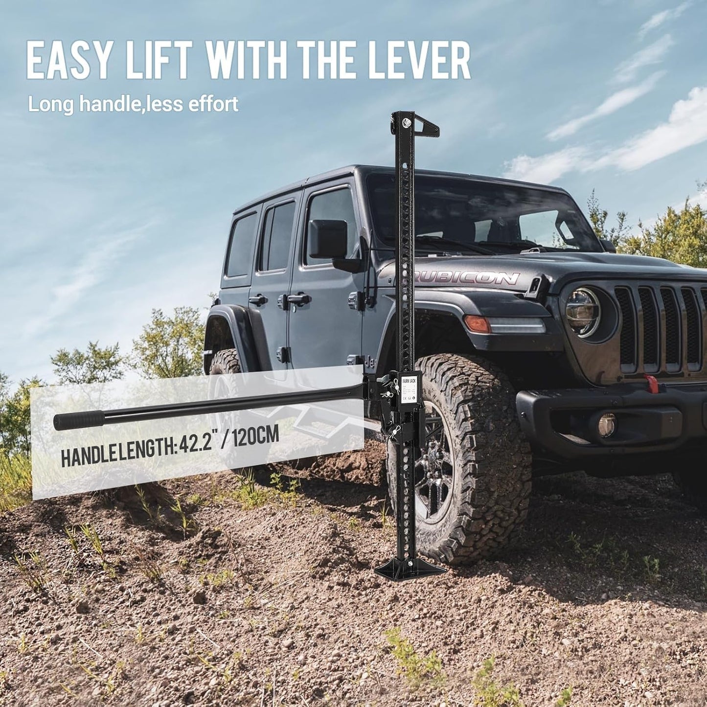 Multi-Functional Lift Jack, Farm Jack Heavy Duty Off Road, for Tractor, Truck, SUV, ATV, UTV, Off Road Accessories, Durable 3 Ton with Wide Base & Ratcheting Mechanism