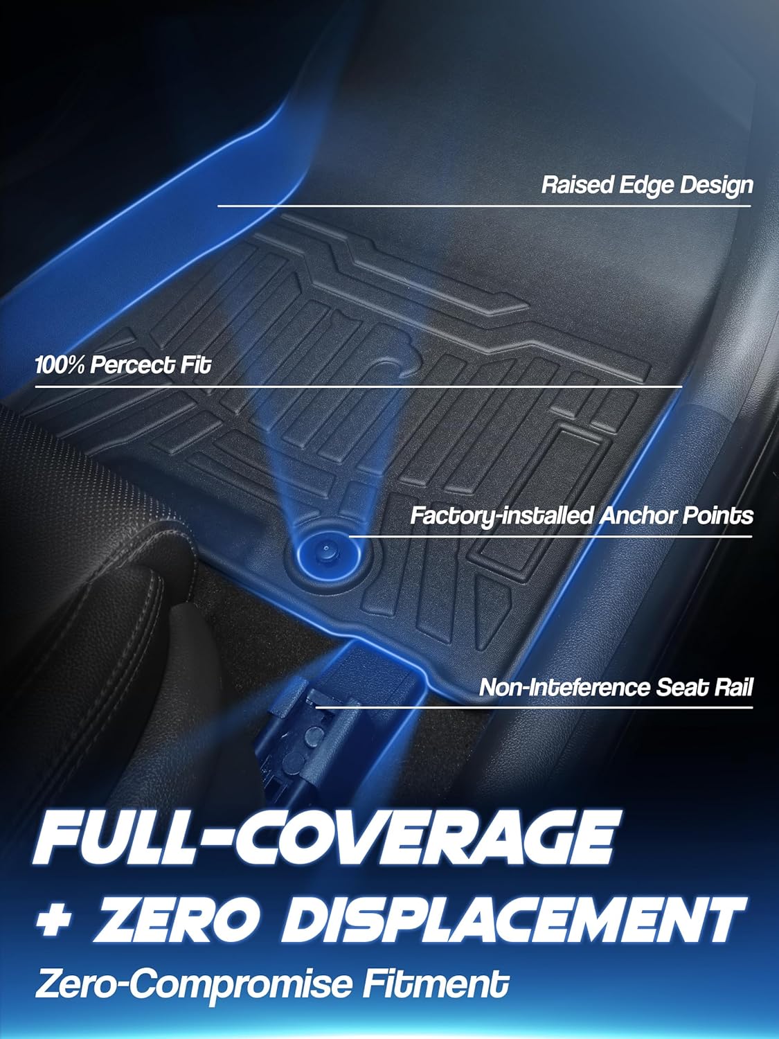 Car Floor Mats for 2016-2021 Hyundai Tucson丨2017-2022 Kia Sportage Accessories,TPE All Weather Protection Floor Mats,Custom Fit 1st&2nd Row Car Floor Liners Set,Heavy Duty Accessories,Black