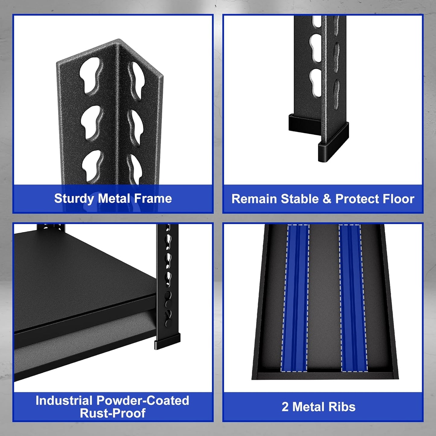 48" W Garage Shelving Heavy Duty, 3000LBS Loads Shelving Units and Storage Racks, 5-Tier Metal Garage Storage Shelves, Industrial Utility Shelf,48" Wx24 Dx78 H，2 Pack