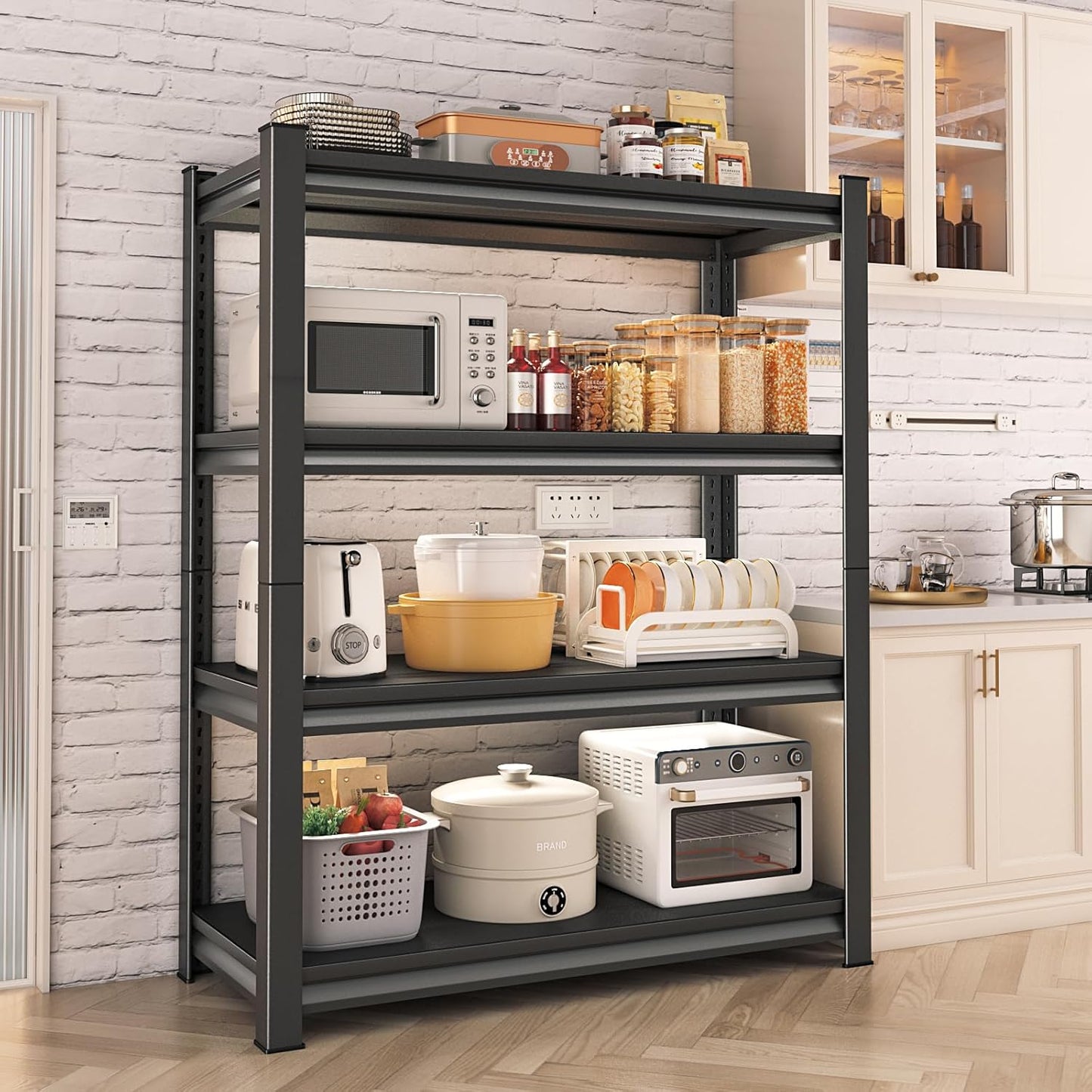 4-Tier Heavy Duty Metal Shelves, Industrial Style, Heavy-Duty Garage Storage Shelves, 40"W x 16"D x 72"H, 1800LBS Capacity