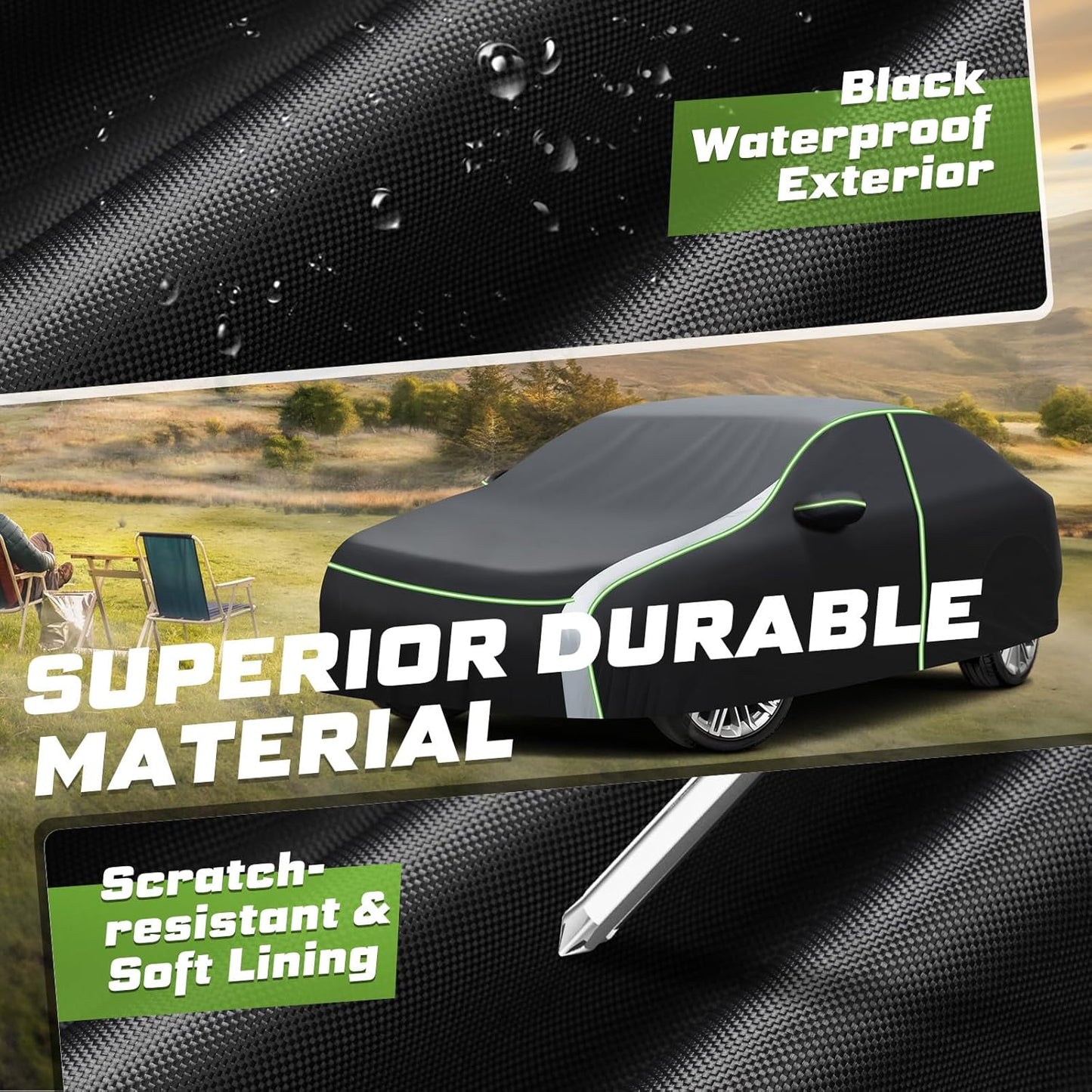 Mixsuper Liner Car Cover for Honda Civic 1991-2026, 7 Layers Waterproof Car Cover Accessories for Civic with Zipper Door, Windproof Straps, Reflective Strips, Anti-UV, All Weather