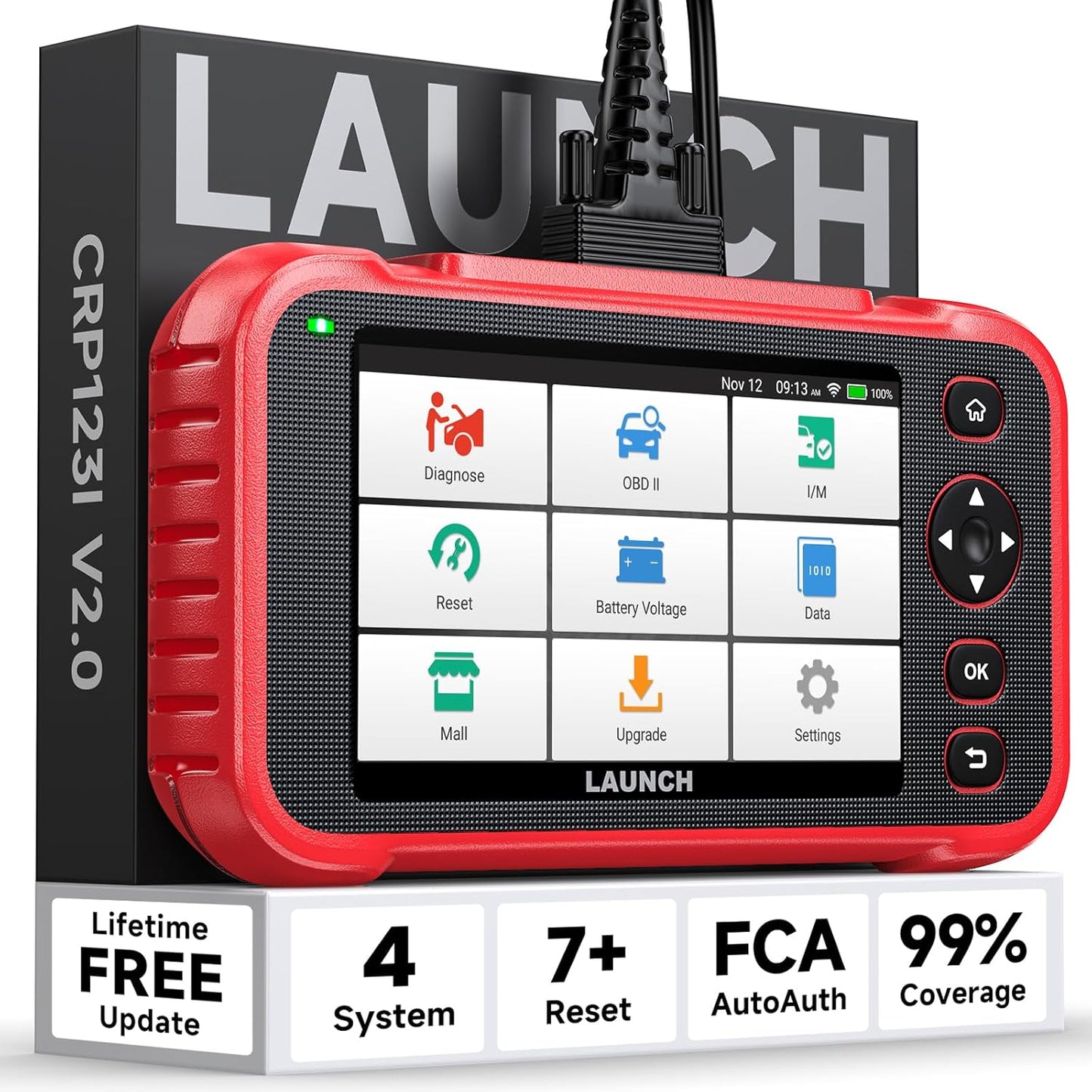LAUNCH CRP123I V2.0 Elite OBD2 Scanner Diagnostic Tool, 2025 New Code Reader for Cars and Trucks, Engine ABS SRS Transmission Car Scanner, Lifetime Free Update, Oil/EPB/DPF/SAS/BMS Throttle Relearn