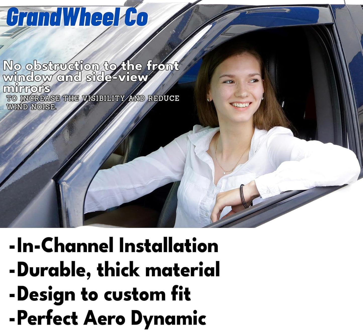 Window Deflectors Smoke Tinted In-Channel Side Window Vent Visor Deflectors Rain Guards Compatible with Cherokee 2014-2023 4pcs. -GW0098