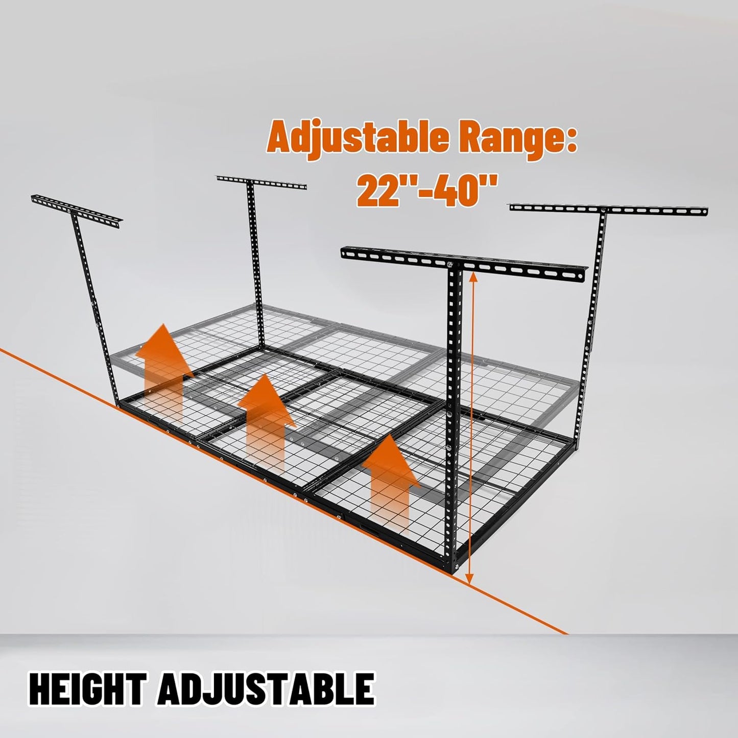 Kojem 3x6 Overhead Garage Storage Rack Adjustable Ceiling Garage Organization Shelf Ceiling Mounted Overhead Storage Racks Steel - Black