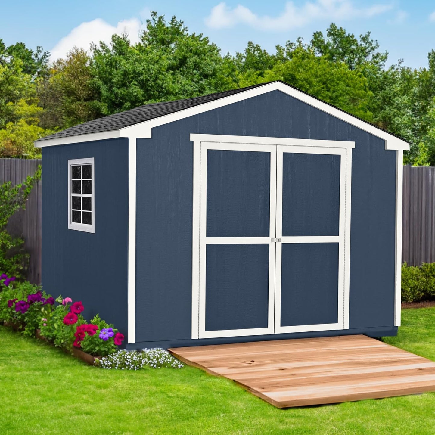 Handy Home Products Charleston Value Gable 10x8 Do-It-Yourself Wooden Storage Shed with Floor, 2x3 framing