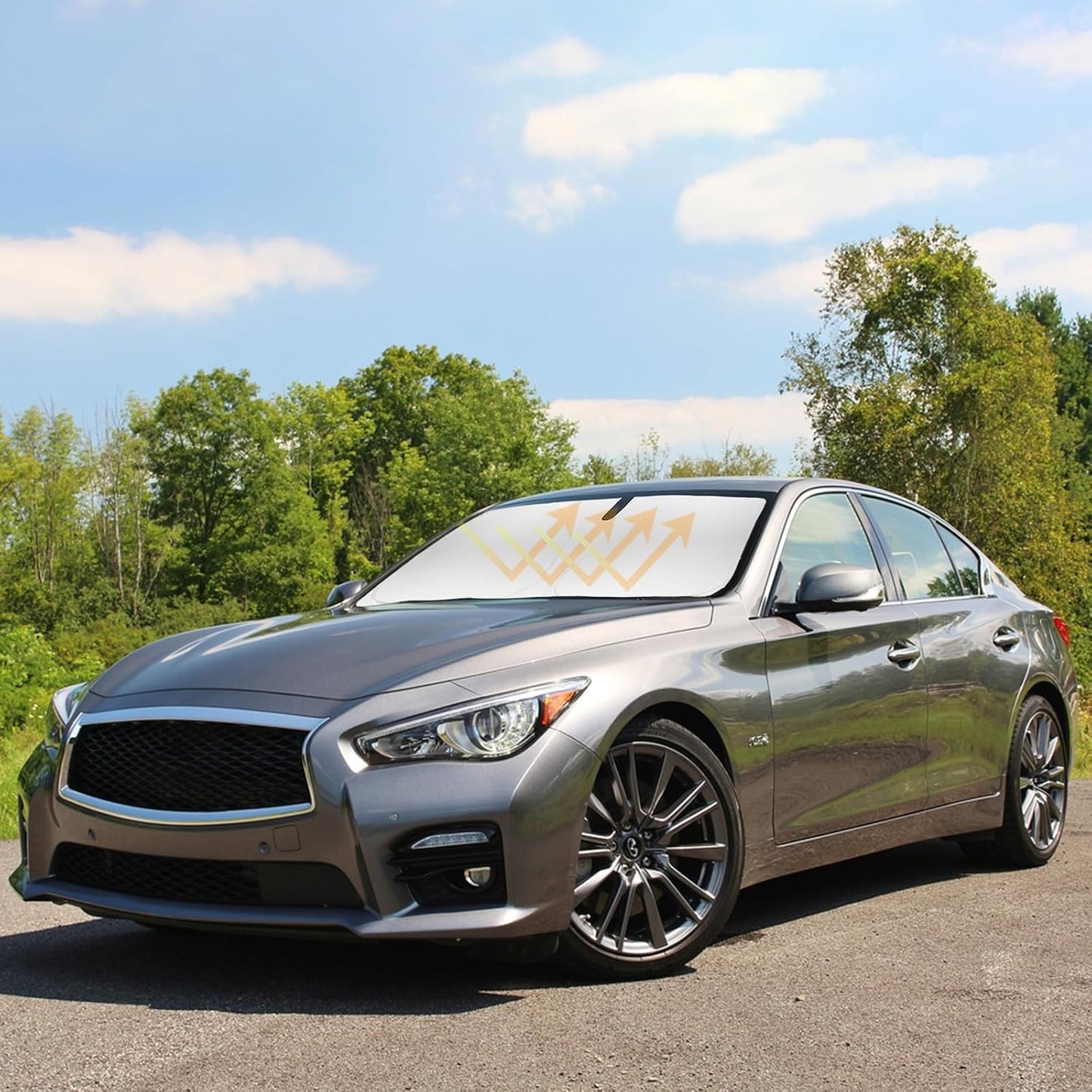 for Infiniti Q50 Windshield Sunshades for 2014-2024 2025 Infiniti Q50 Sedan Windshield Cover Foldable Front Window Shields 240T Coating Protector Sun Visor Blocks UV Rays Car Accessories