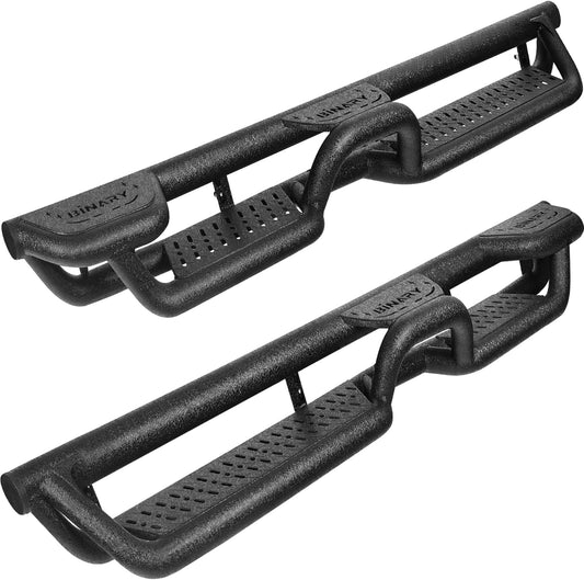BINARY STAR Running Boards Compatible with Vehicle 2022-2025 Toyota Tundra Double Cab, Two-Stair Side Steps Nerf Bars. 6 Inch Tundra Black Step Bars Made with Carbon Steel.