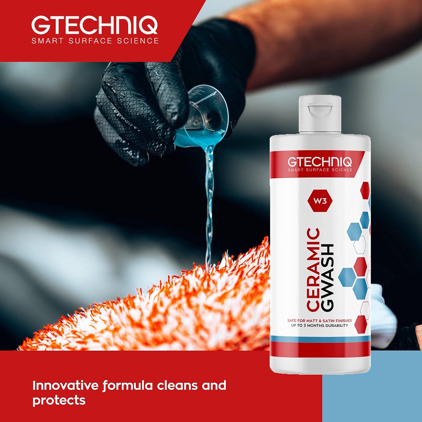 Gtechniq Car Shampoo. 2-in-1 Ceramic GWash and Hydrophobic Coating for Car Cleaning. Cleans and Repels Dirt, Car Cleaner for Up to 3 Months Protection, Super Concentrated - 1L
