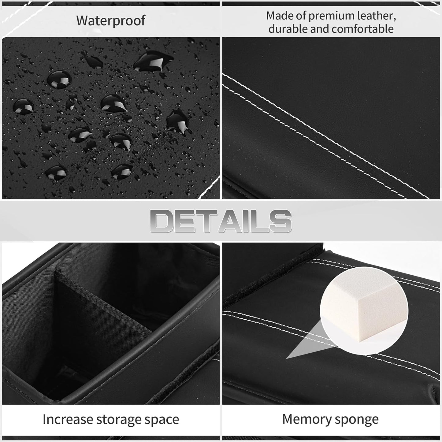 JEYODA Upgraded Car Armrest Cover,Premium Leather Car Armrest Cover Cushion with Storage Holder, Caddy for car (beige)