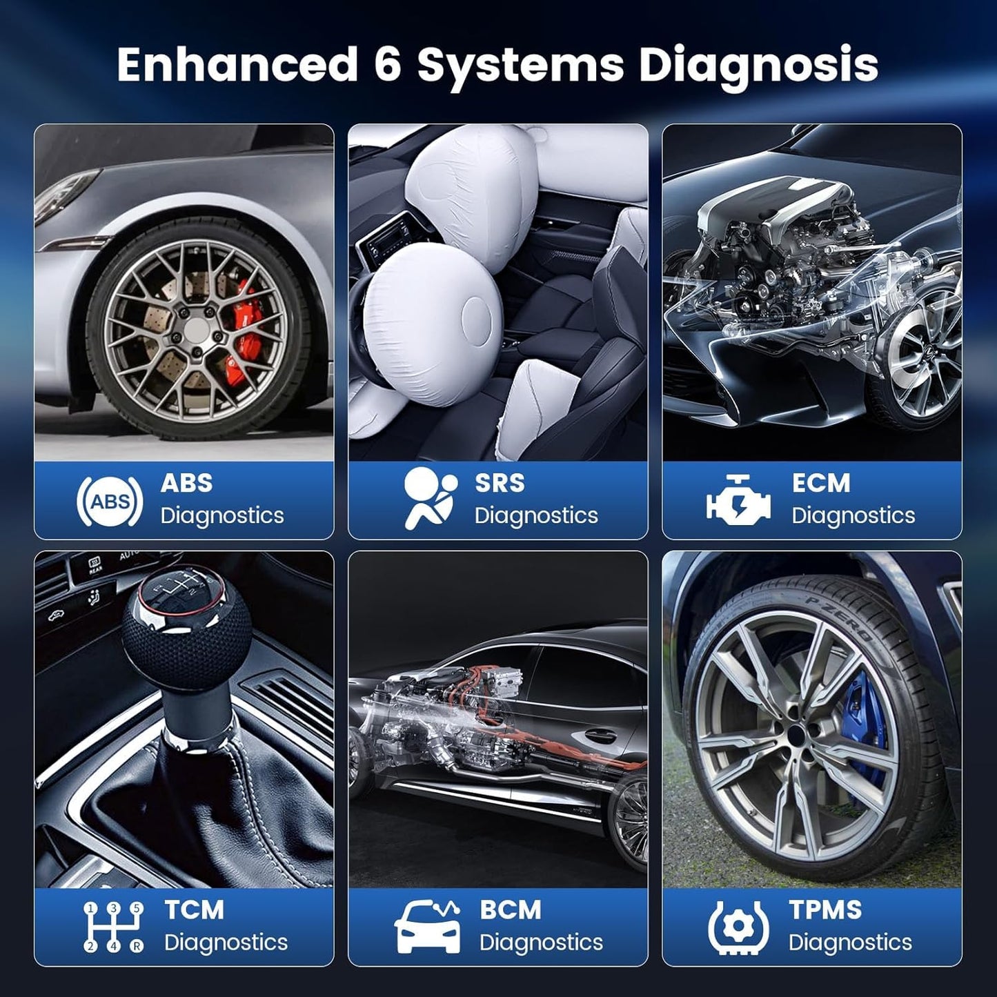 MUCAR CS6 OBD2 Scanner Diagnostic Tool, Engine Transmission BCM Car Scanner, ABS Code Reader, SRS TPMS Scan Tool, 7 Reset Service, Oil/EPB/SAS/TPMS/DPF/Throttle/ABS Bleed, Auto VIN, Free Update