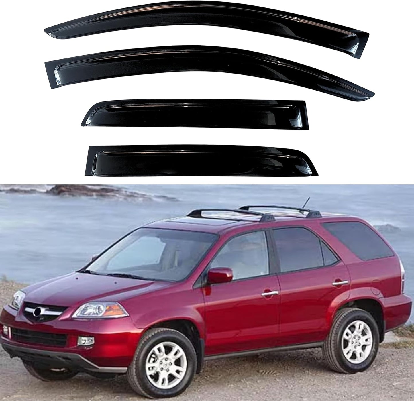 KPY Window Visor Compatible with Acura MDX 2001-2006, Rain Guard Window Vent Deflectors Tape-On Style, 2001 2002 2003 2004 2005 2006