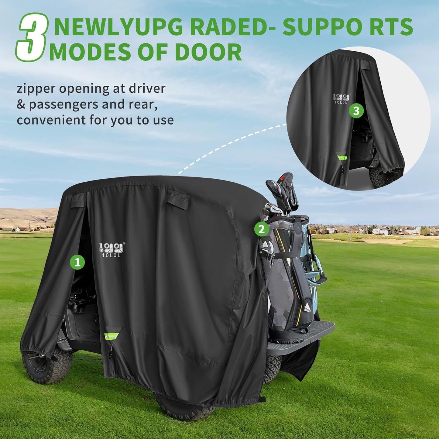 10L0L Heavy Duty Golf Cart Cover for 2/4 Passengers EZGO, Club Car and Yamaha, All Weather Outdoor Protection Weatherproof