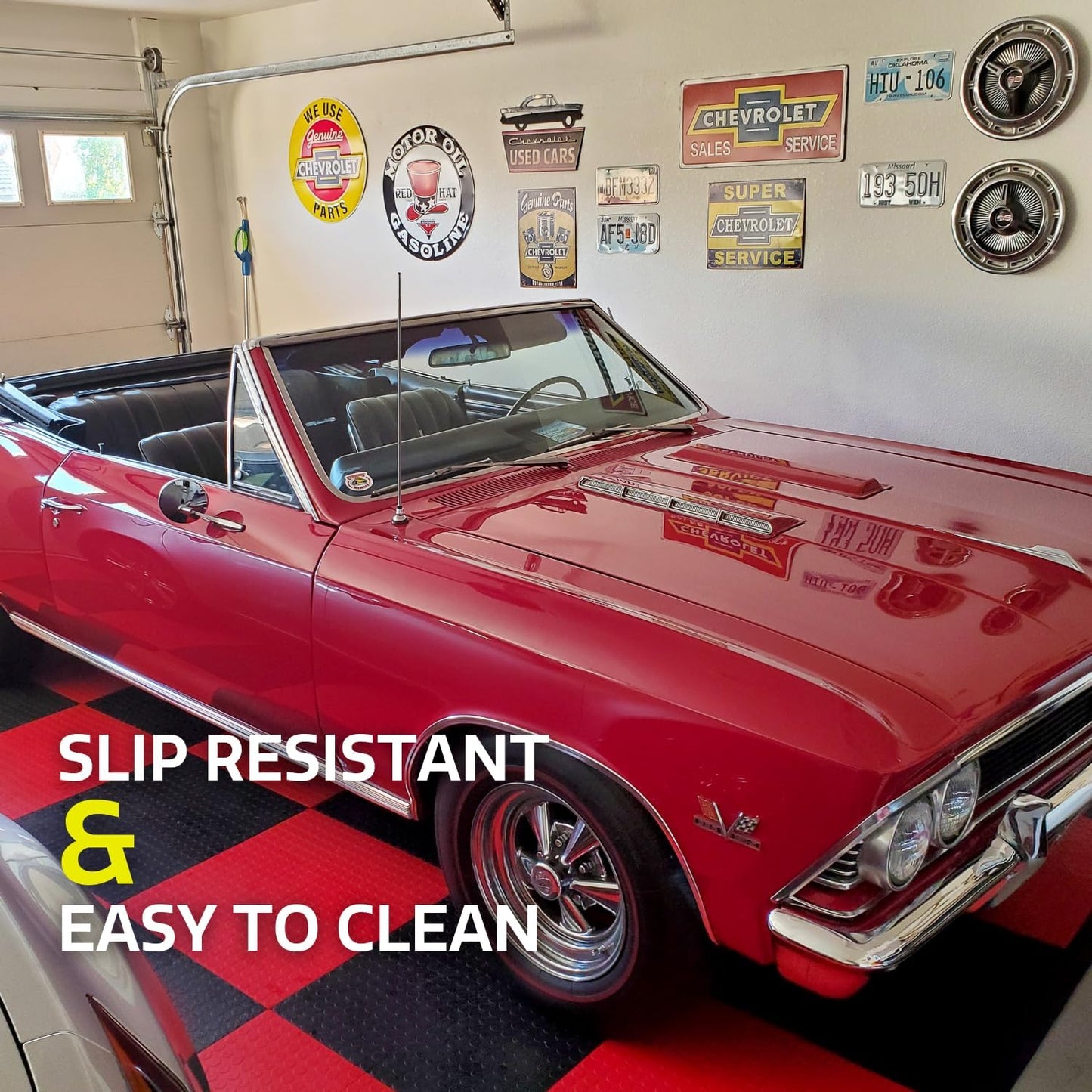 Big Floors GarageDeck Coin Pattern, Durable Copolymer Interlocking Modular Non-Slip Garage Flooring Tile (White, 48 Pack of 12 x 12" Tiles)