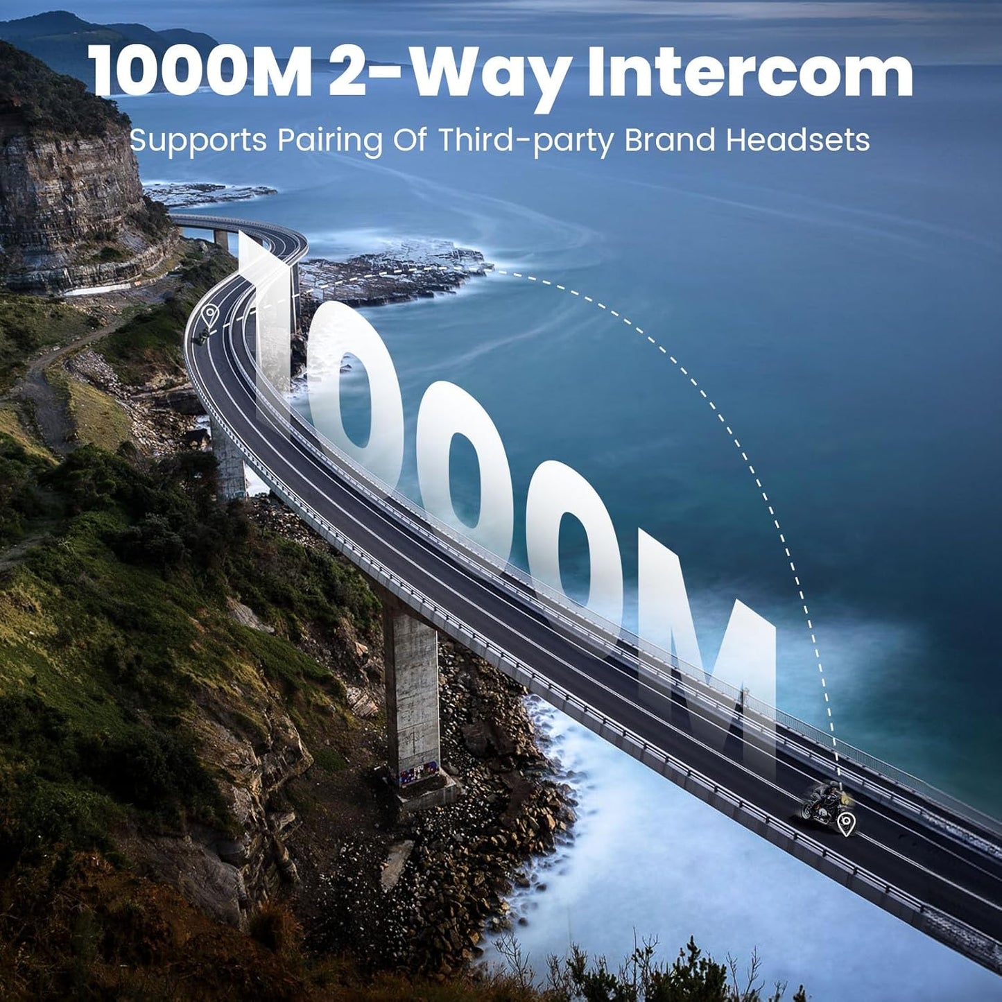 gearelec Bluetooth Headset - Motorcycle Helmet Bluetooth with Upgrade Hi-Fi Speakers, Triple Noise-Reduction/IP65 Waterproof