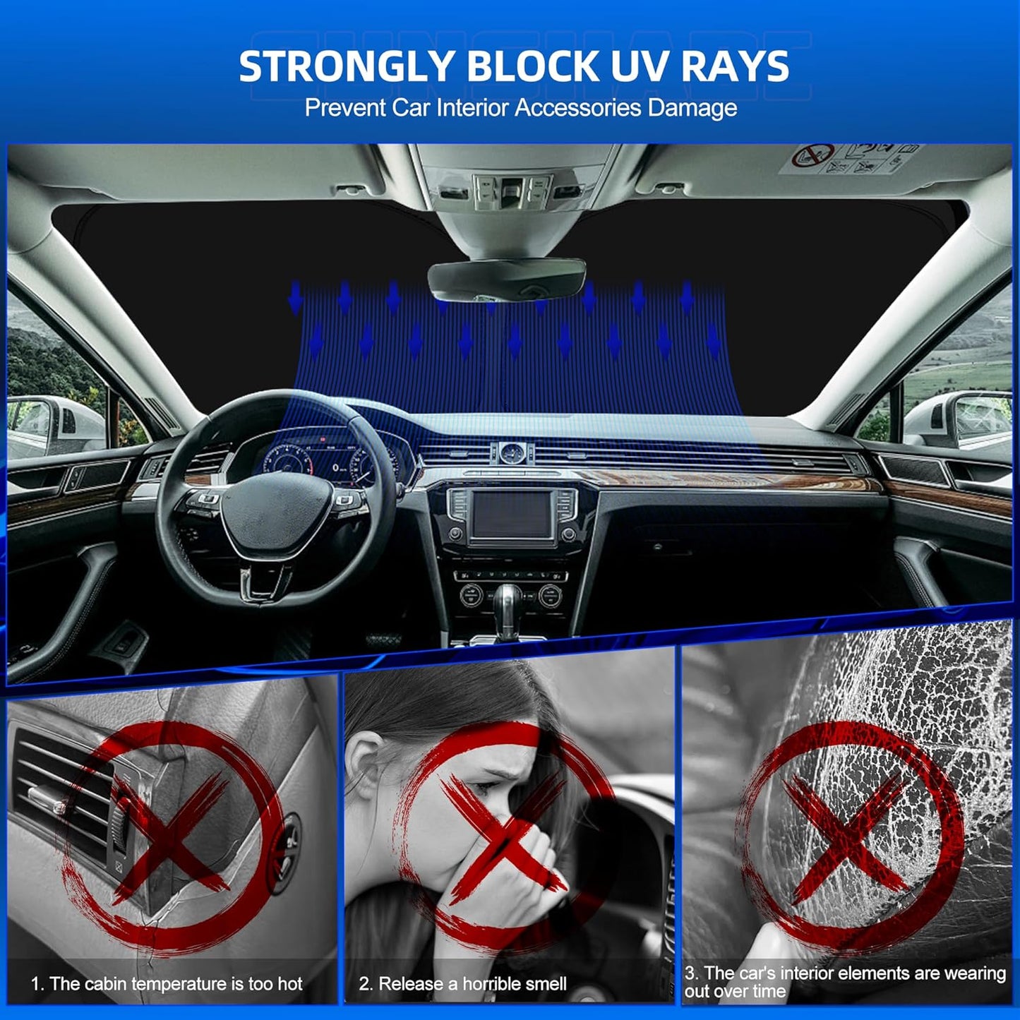 Windshield Sun Shade for Toyo-ta Prius 2016-2022 Foldable Sunshade Custom Fit Front Window Car Interior Accessories Protector Blocks UV Rays (NOT for Prius C or Prius V)