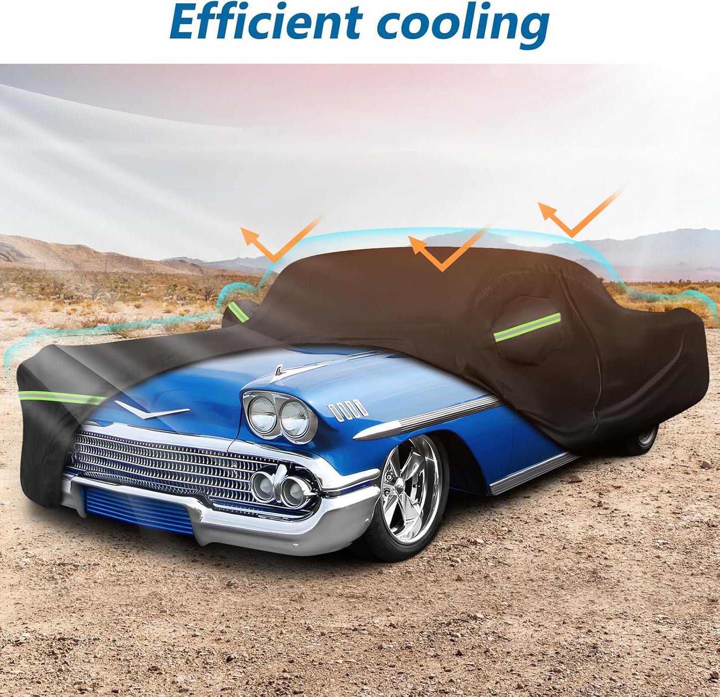 Waterproof Car Covers for Chevy Impala 2-Door/Bel Air/Biscayne 2/Sedan/Coupe 1958-1970,420D Oxford Cloth Sun Heat Protection Outdoor Covers with Driver Side Zipper Windproof Heavy Duty All Weather