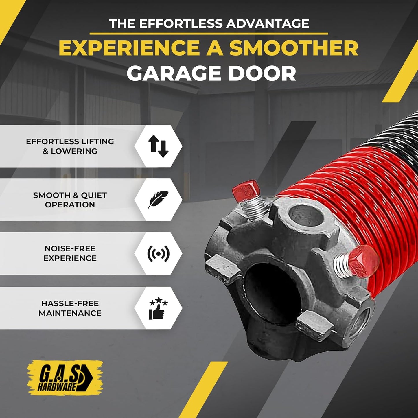 Garage Door Torsion Springs 225x2x27 Includes 1” Steel Bearing, Gloves, and Winding Bars for Left and Right Side of Garage Door Precision E-Coating 5-Year Warranty Minimum 30,000 Cycles (Pair)