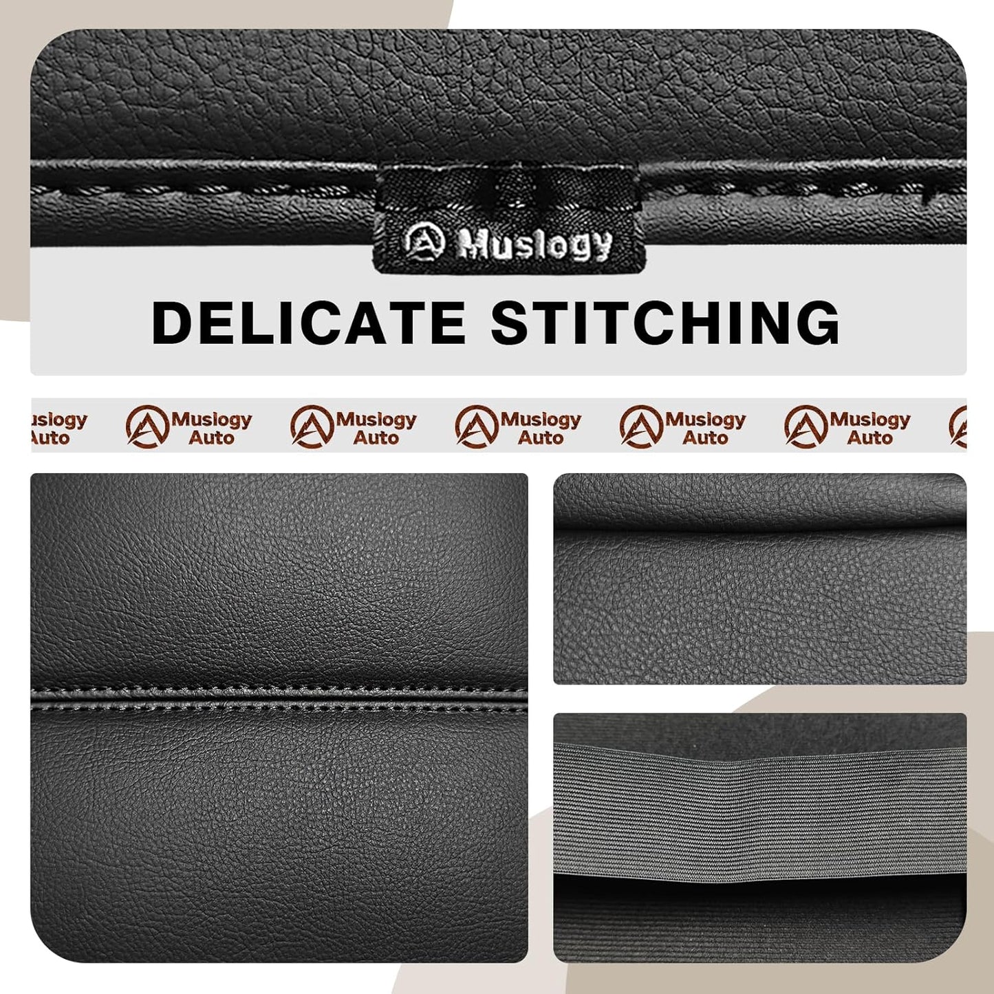 Muslogy Center Console Armrest Cover Compatible with Ford F250 F350 F450 2023 2024 2025 Super Duty Comfort Armrest Pad Arm Rest Cushion Vegan Leather Protector Regular Thick(Bucket Seat ONLY)