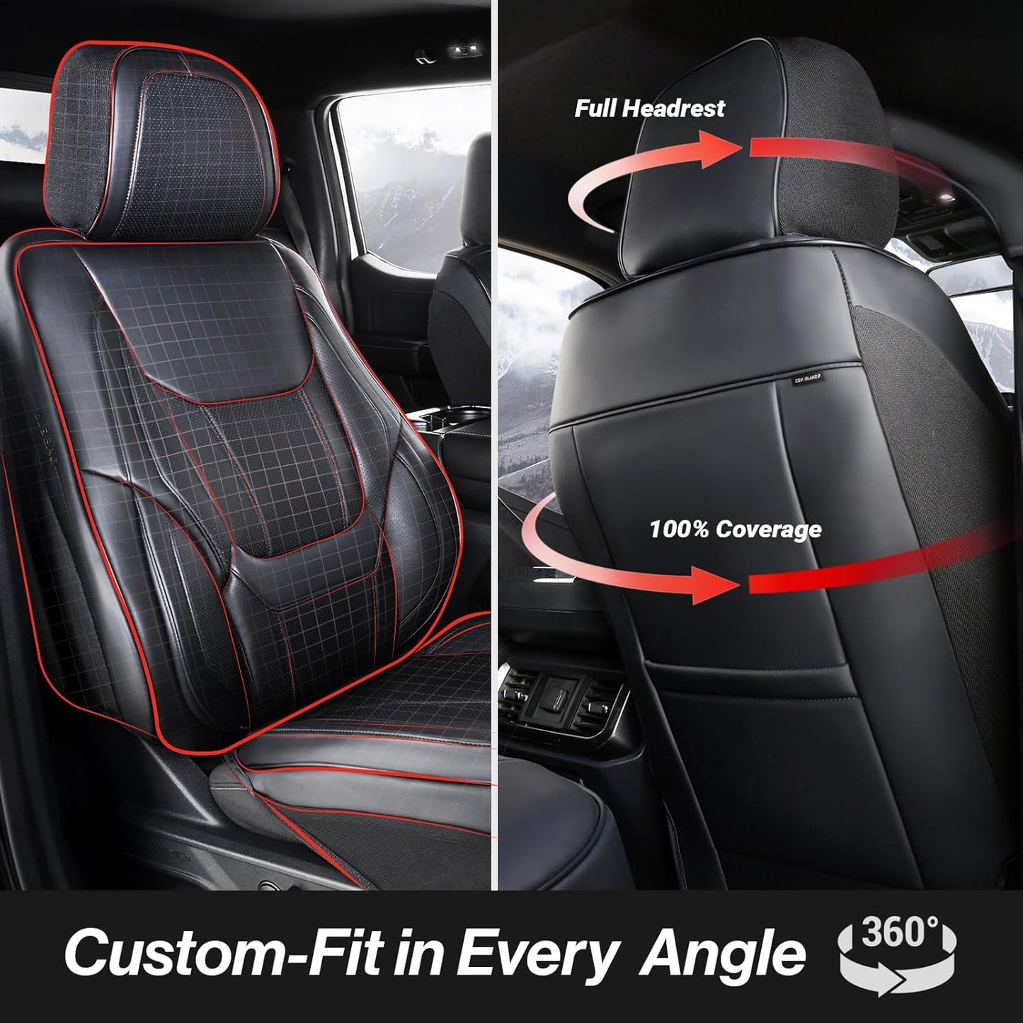 Coverland Custom Car Seat Covers Compatible with 2020-2025 Gladiator Crew Cab - Premium Leather Non-Slip Memory Foam Waterproof Custom Interior Protector Full Set-Black [See Size Chart-Size X112]