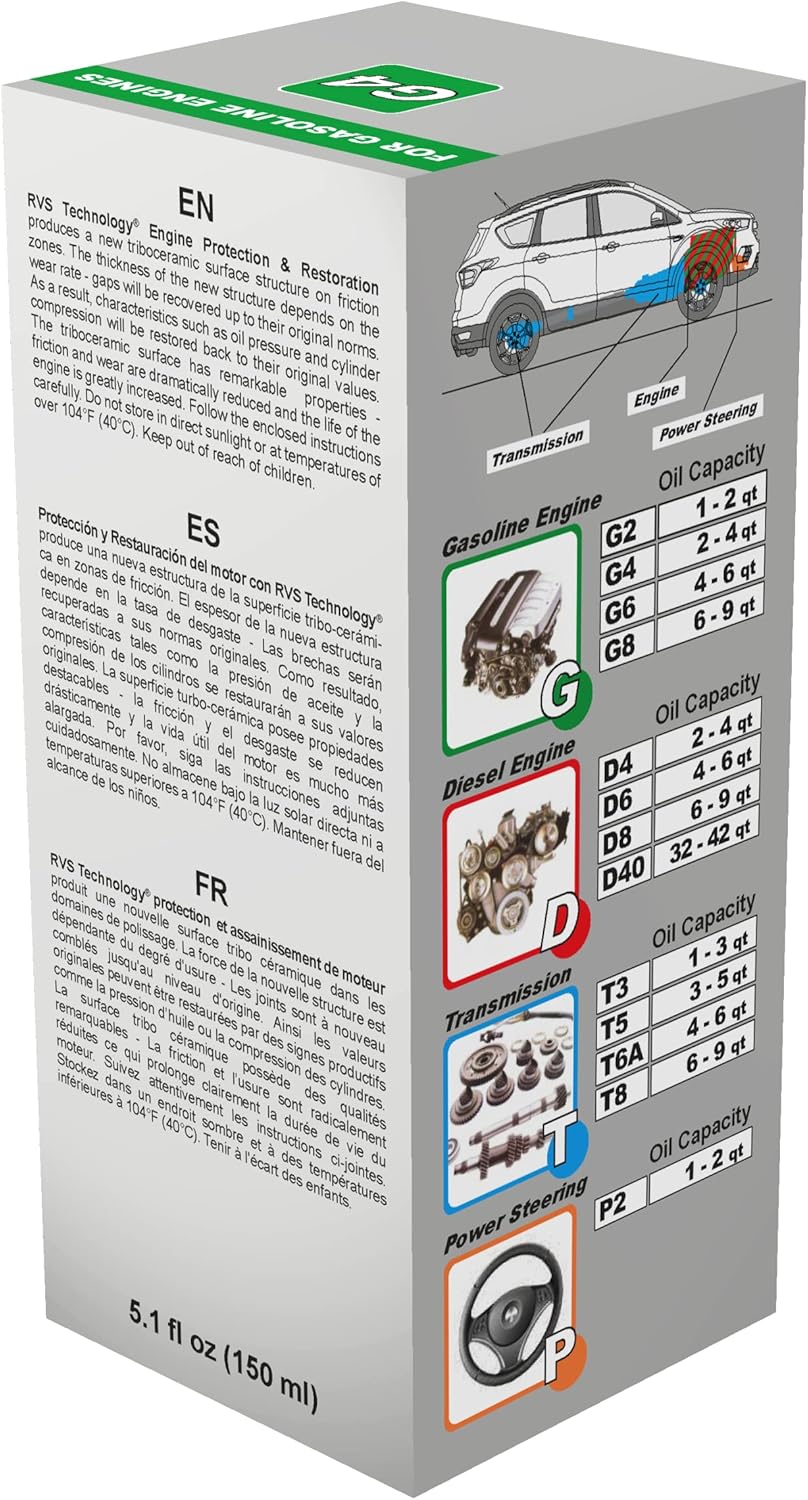G4 Engine Oil Treatment, for Gasoline Engines with a Motor Oil Capacity up to 4 quarts; Save Fuel, Boost Power and Safely Restore and Protect Your Car, Truck, and All Other Engines