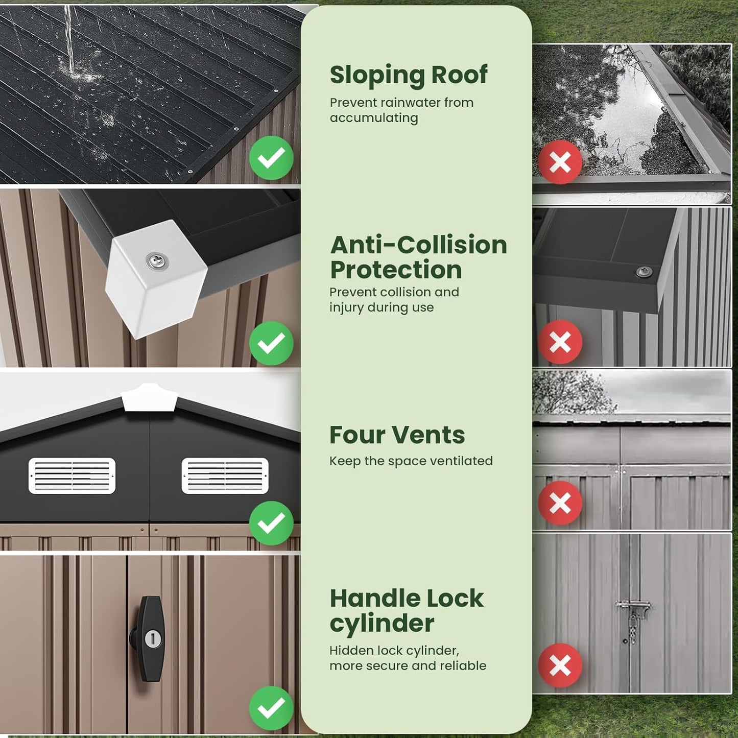 GVDV 10x14 FT Outdoor Metal Storage Shed, Durable Garden Shed with Updated Frame Structure for Backyard, Patio, Tool Storage, All-Weather Shelter for Bike, Gardening Tools, Lawn Mowers