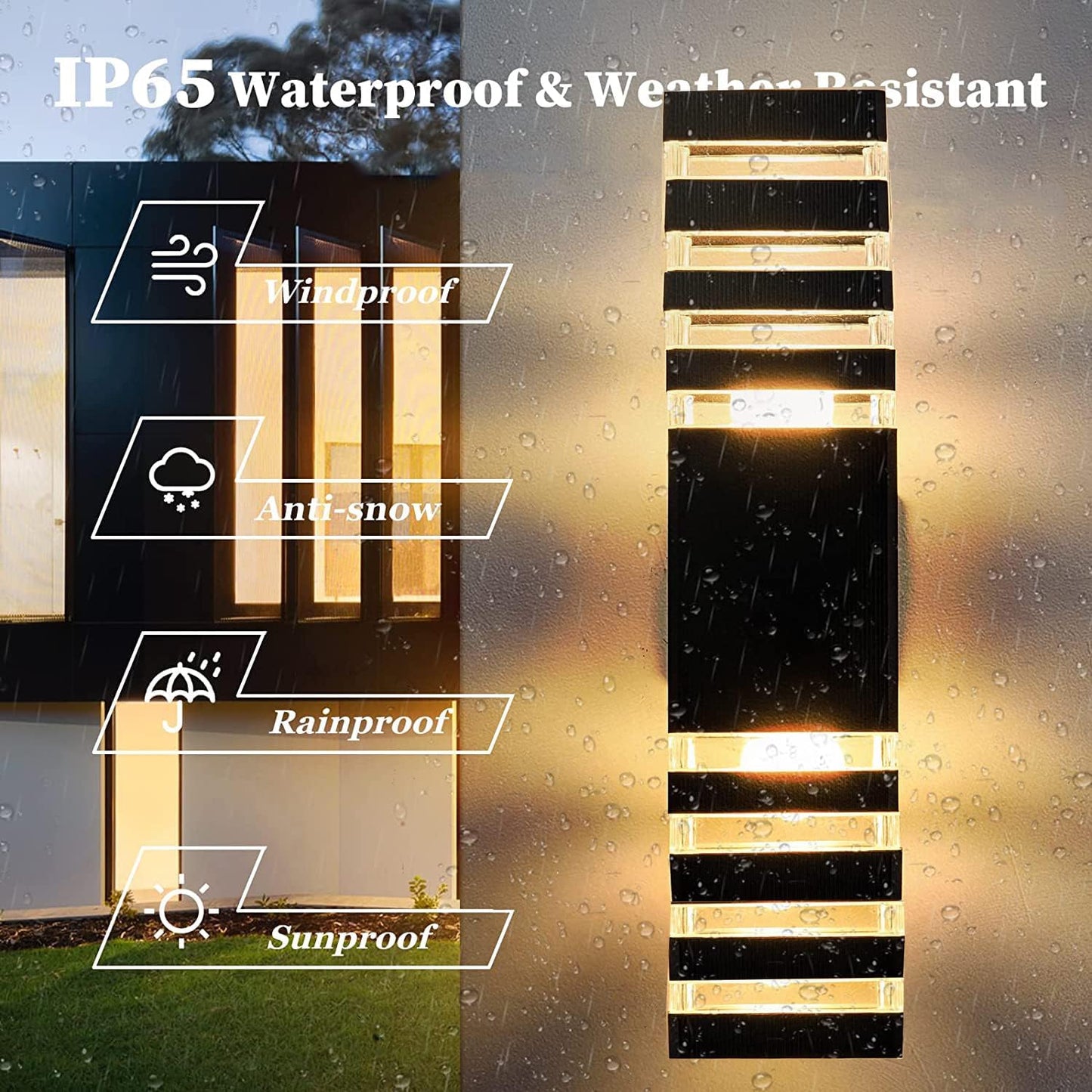 18inch LED Square Up & Down Wall Lights,24W Outdoor Wall Light 4000K Day White Aluminum Body Waterproof IP65 LED Exterior Light Fixtures Wall Mount for House Patio Garage Garden. (10 Pack)