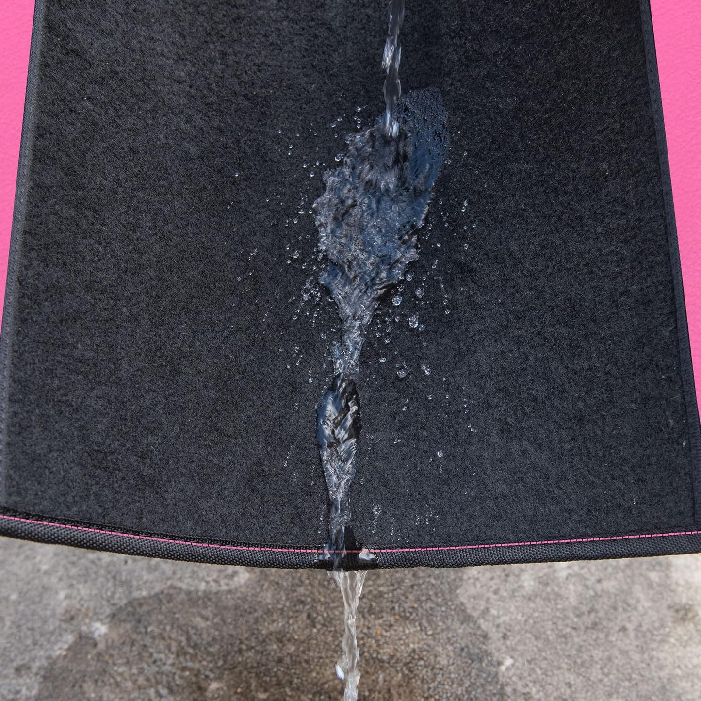 CAR PASS Rainbow Waterproof Universal Fit Faux Leather Car Carpet- Anti-Slip Nibbed Backing Floor Mats for SUV, Vans,Sedans,Trucks, Automotive Set of 4 for Women&Cute Girly (Black with Pink)