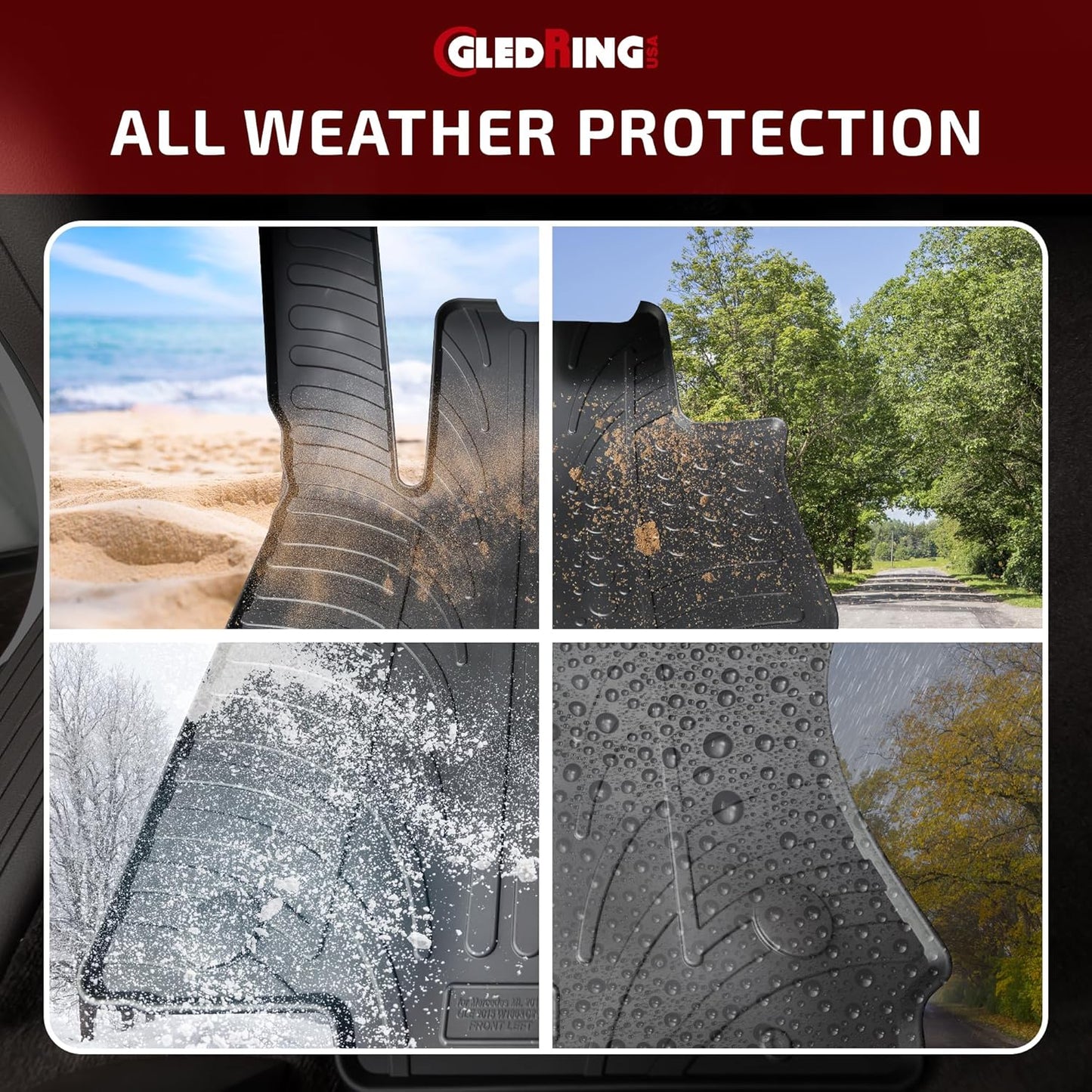 Gledring USA Custom Fit All-Weather Rubber Floor Mats Intended for Toyota Tundra Double Cab 2012-2021, No Trimming Required, Tailored Custom Fit, Protects from Rain, Mud & Snow