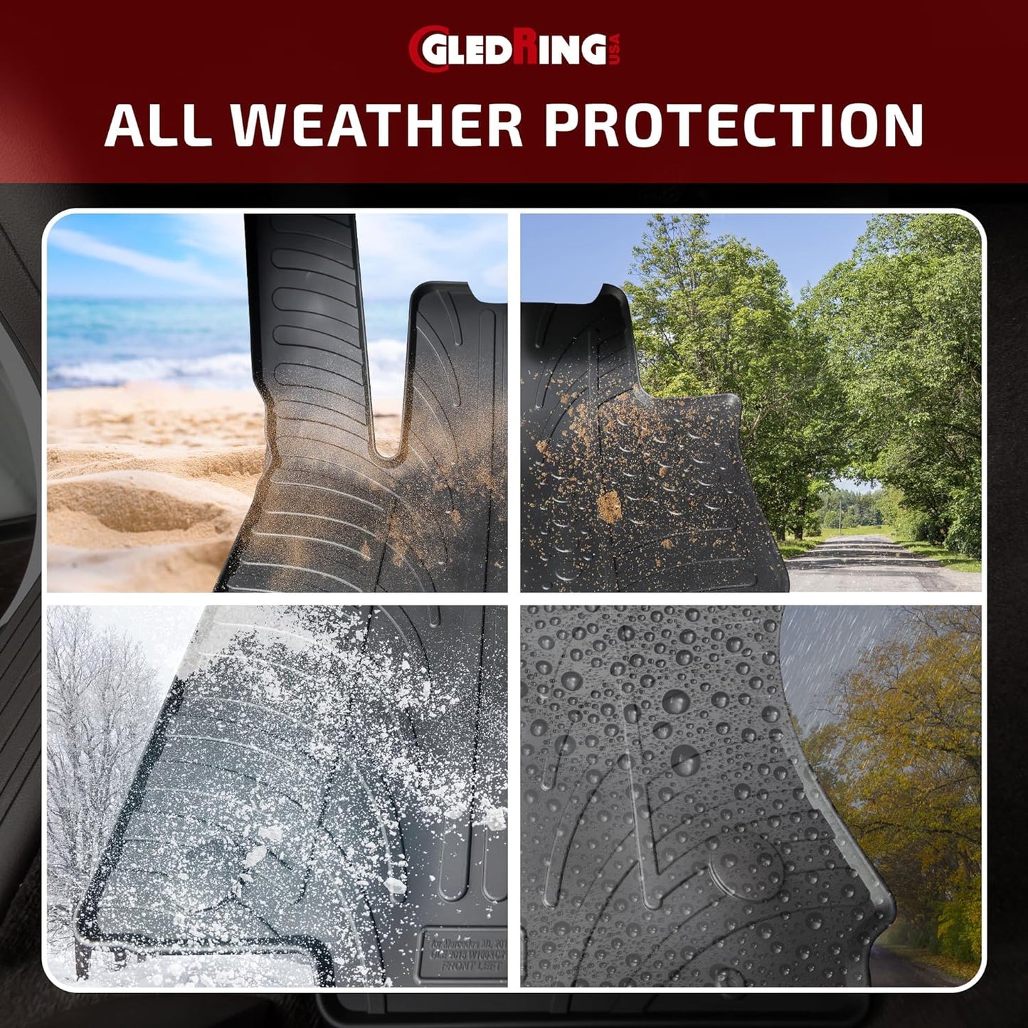 Gledring USA Custom Fit All-Weather Rubber Floor Mats Intended for Mercedes Benz E-Class / E63 AMG (W211) 2003-2009, No Trimming Required, Tailored Custom Fit, Protects from Rain, Mud, & Snow