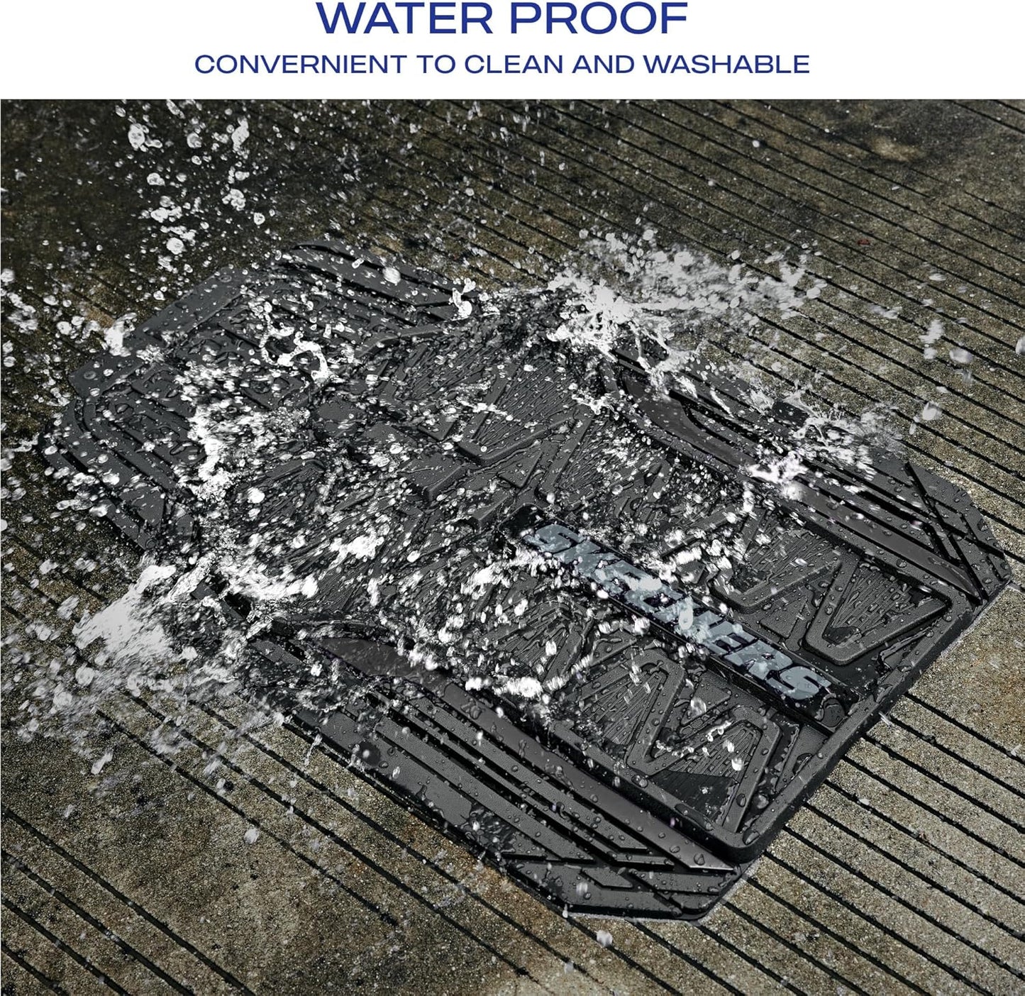 Skechers Car Floor Mats,Heavy Duty Rubber Car Mats Full Set,All WeatherFloor Mats,Waterproof Trim to Fit Universal Floor Liner Car Accessories,Automotive Floor Mats for Cars Trucks SUV,Black