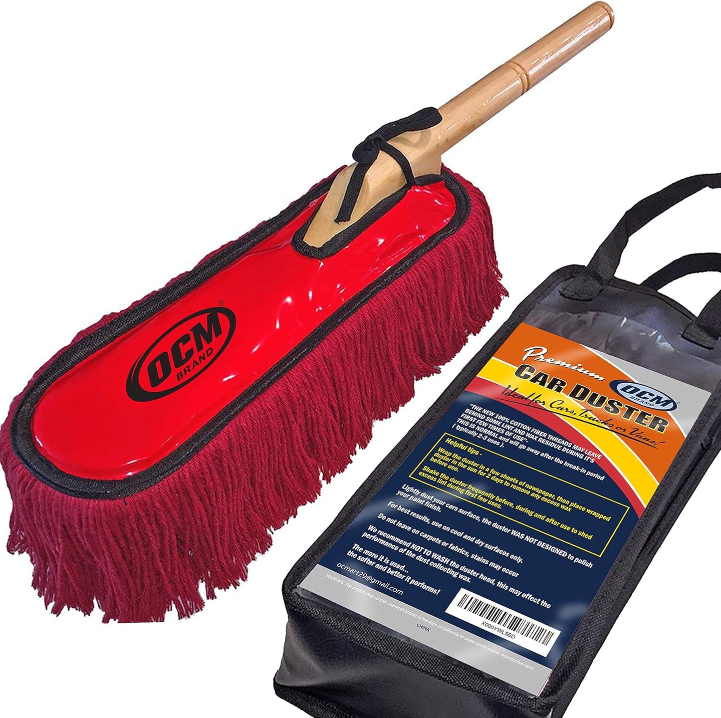 Premium Extra Large Car Duster with Durable Solid Wood Handle Includes Storage Cover - Professional Detailers Top Choice
