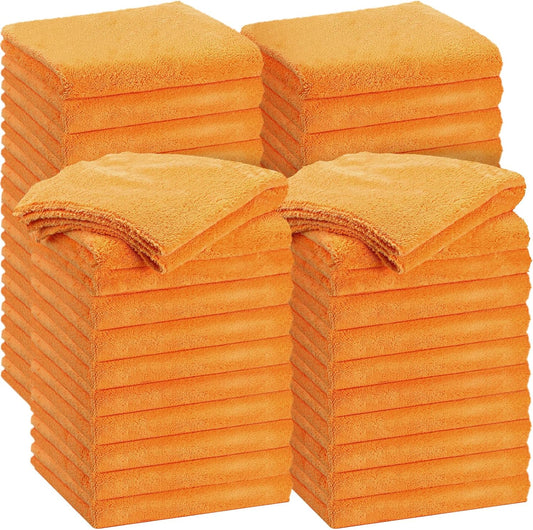 Shimeyao 30 Pcs Edgeless Microfiber Plush Towels for Cars Detailing Drying Wash Polishing Absorbent Cleaning Cloths, 500 GSM, 16 x 16 Inch(Orange)