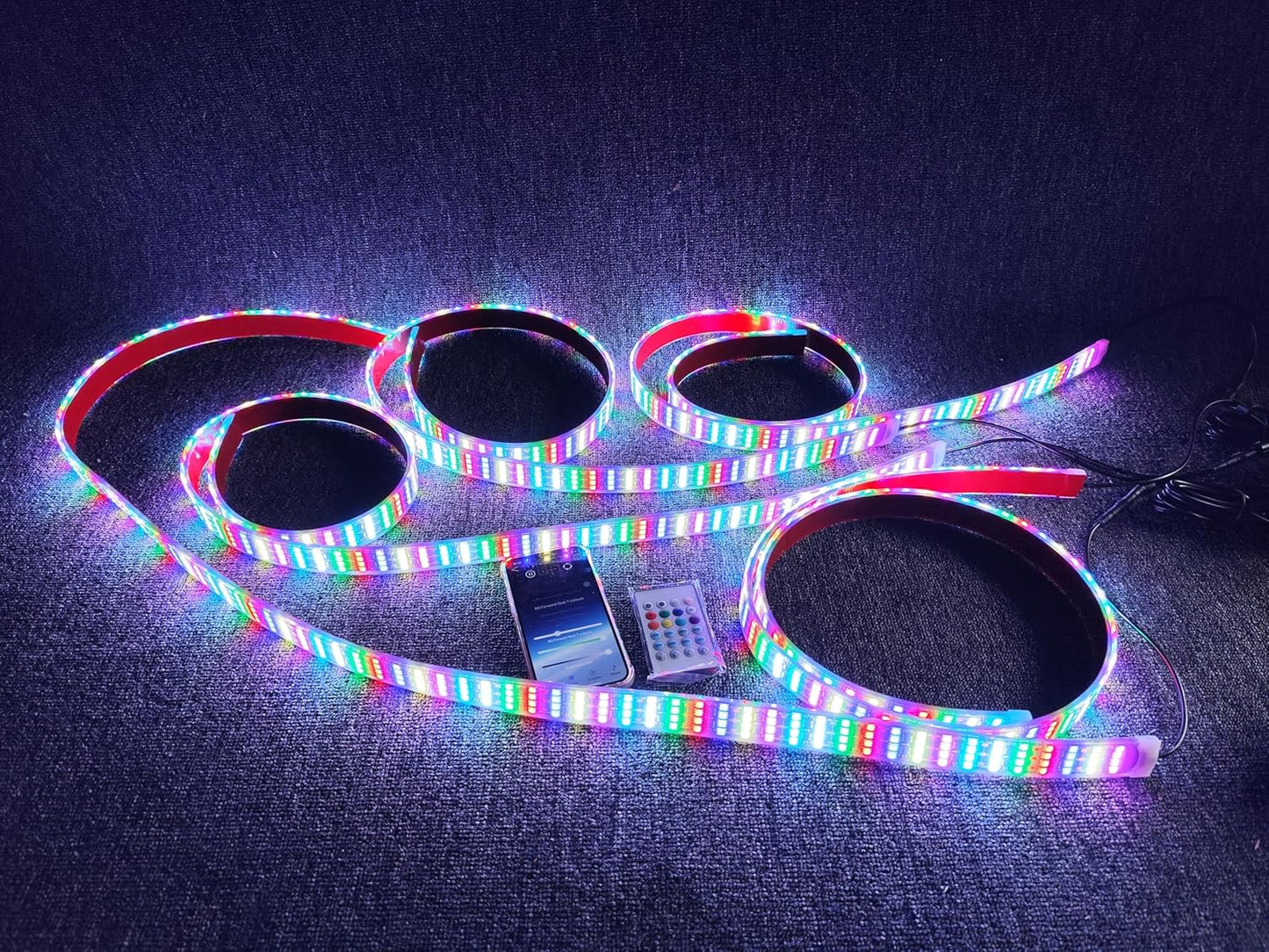 3PCS 4FT Quad Row Brightest Chasing Dream Color LED Light Strips for Making Polaris Slingshot Wheel Well Lights Car Truck Rear Hood Grille Bluetooth + Remote + Switch Control