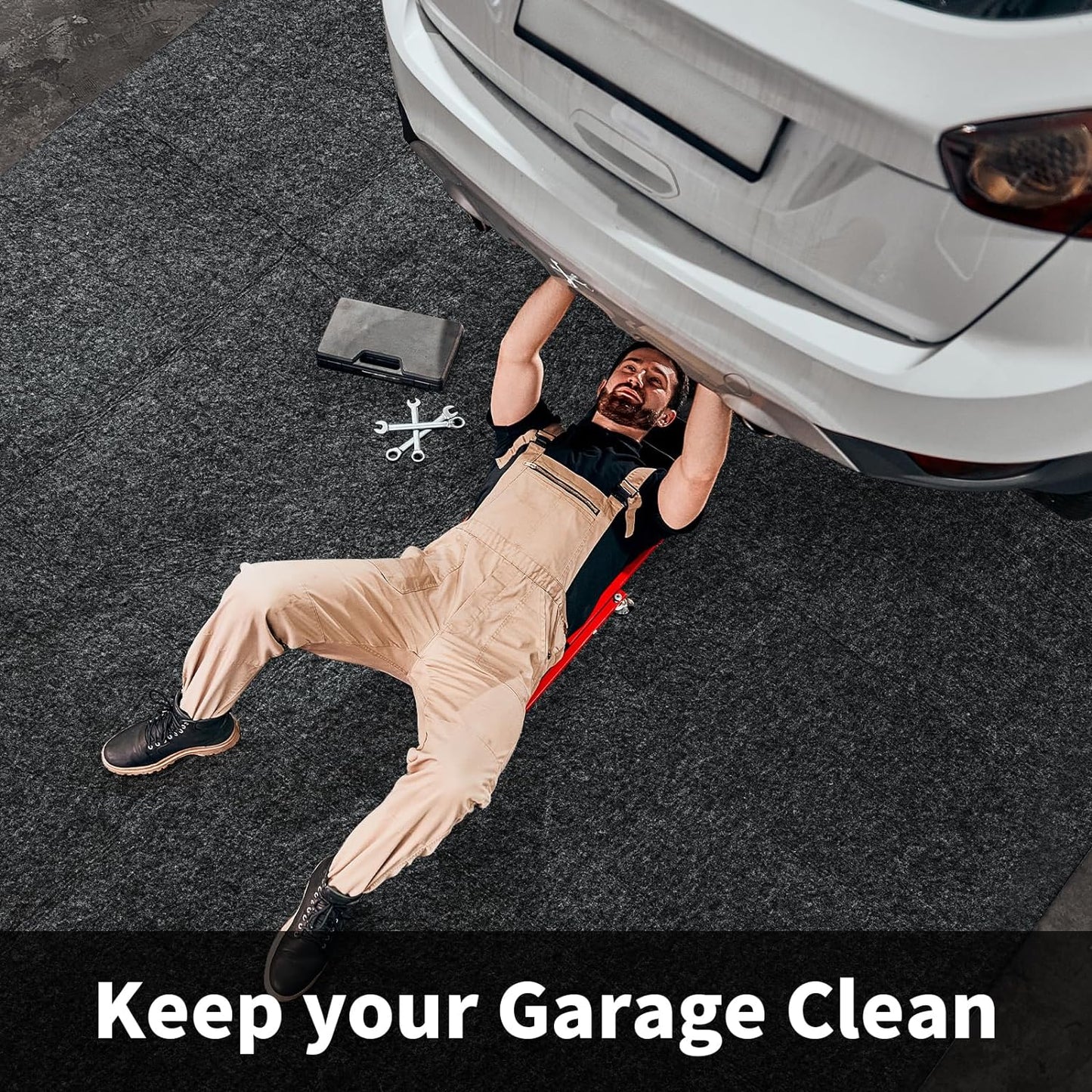 MABOZOO Garage Floor Mat 17x7.4 Ft, Extra Large Garage Carpet Rug, Reusable Absorbent Oil Spill Mat, Washable Parking Flooring Rug for Under Car, Protects from Spills, Drips and Stains