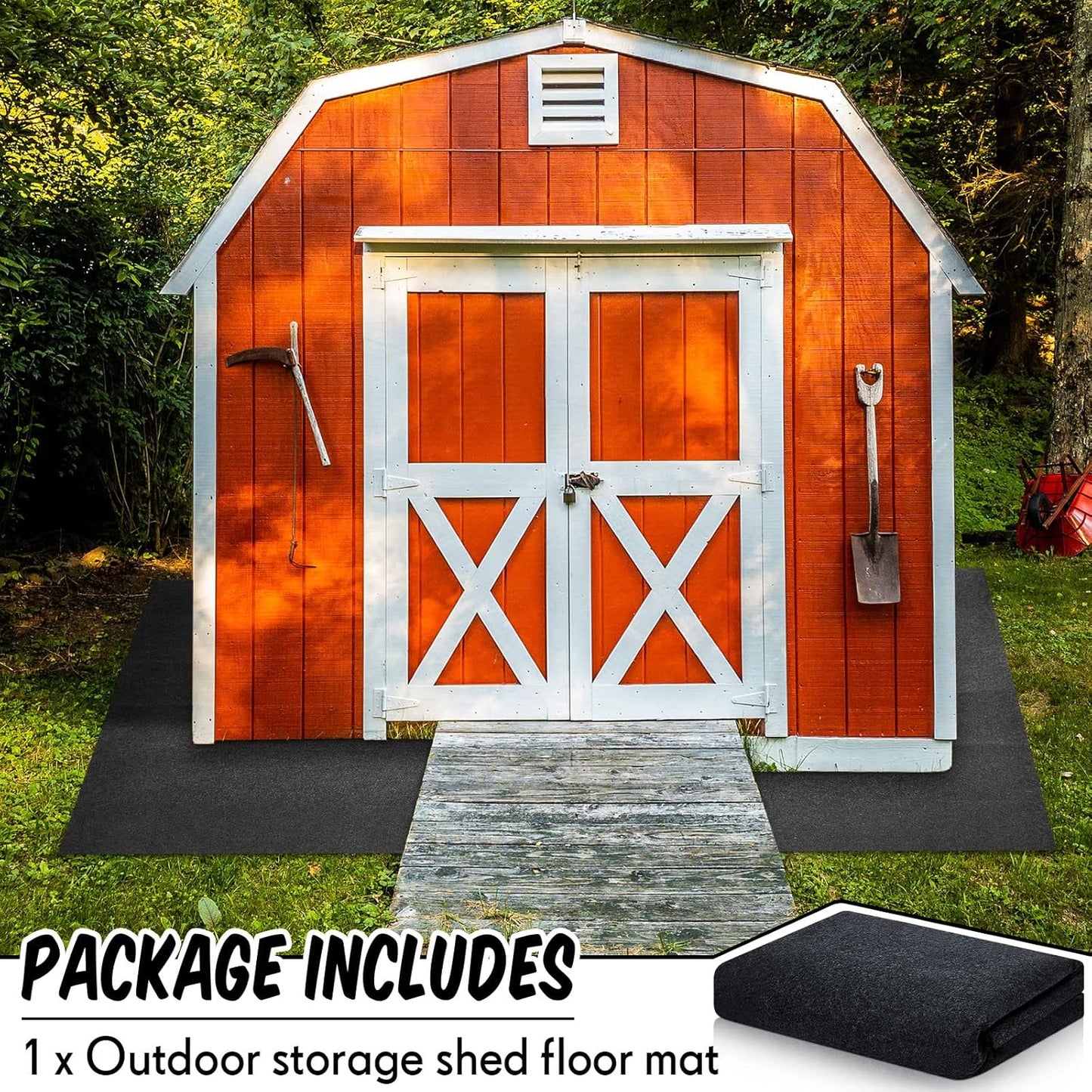 Haull Outdoor Storage Shed Floor Moat Waterproof Outdoor Carport Mat Thickened Soft Patio Furniture Pad Washable with Non Slip Backing, Storage Shed Not Included (10 x 14 ft)