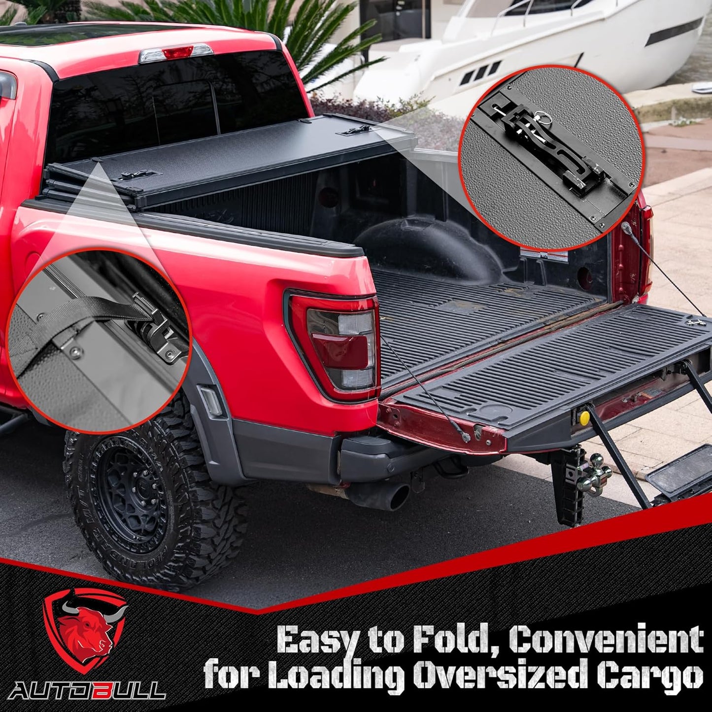 Hard Top Tri Fold tonneau Cover Compatible with 2007-2021 Toyota Tundra(Excl. Trail Edition) 5.5ft Bed (66.7"), Alloy Steel and Fiberglass Made