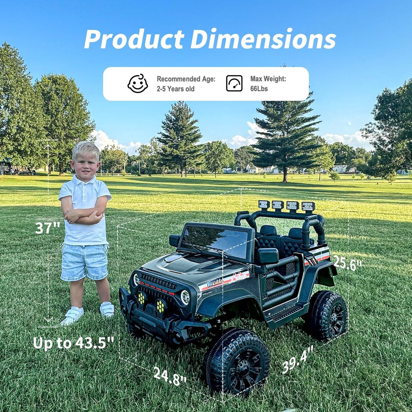 12V Kids Ride on Car Truck, Kids Electric Vehicles Car Ride on Toy for Toddlers 3-5 with Remote Control - Black