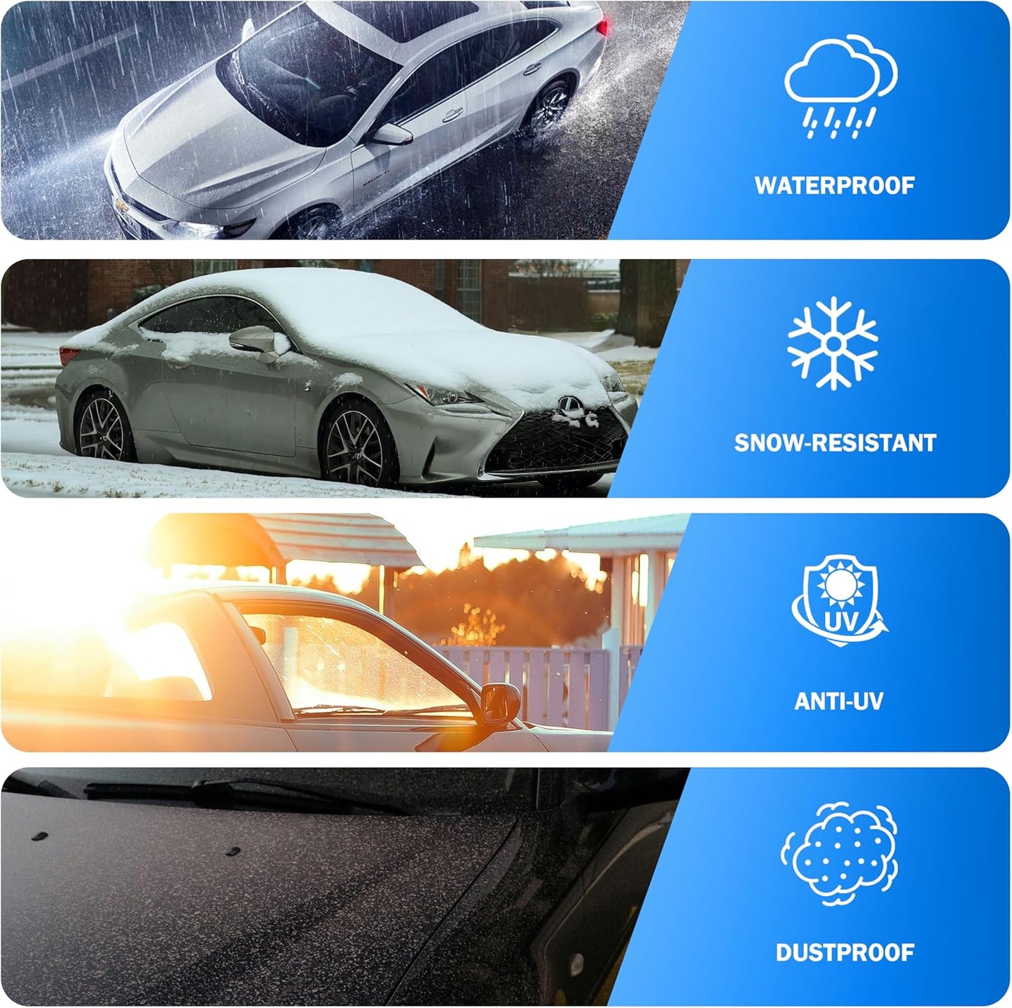 Car Cover Waterproof All Weather Outdoor Windproof Dustproof UV Protection Fit Coupe Mazda Miata/MX-5, BMW Z1/Z3/Z4, Honda S2000, Chrysler Crossfire, Saturn Sky, Pontiac Solstice etc.