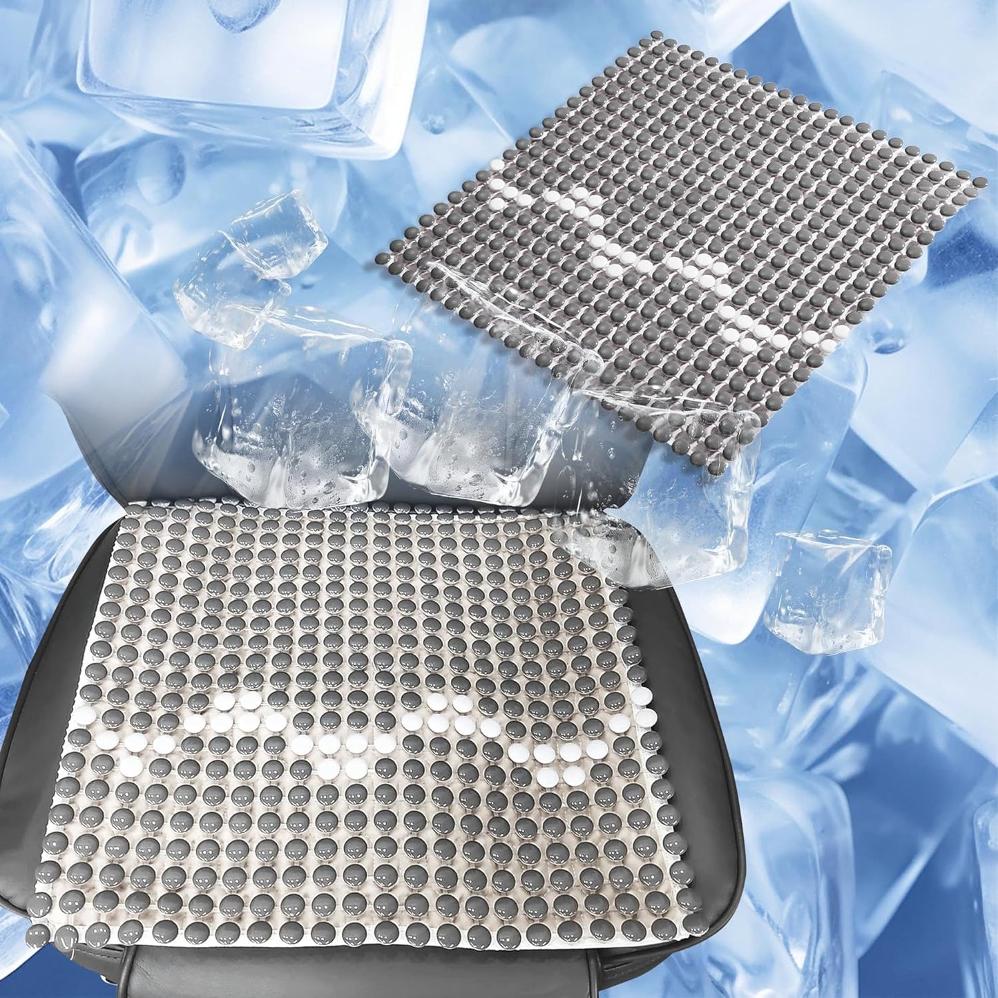 HOMREST Cooling Seat Cushion for Back Pain 17x17 Ceramic Bead Massage Seat Pad for Office Chair, Car, Home Breathable Summer Chair Cushion (Grey)