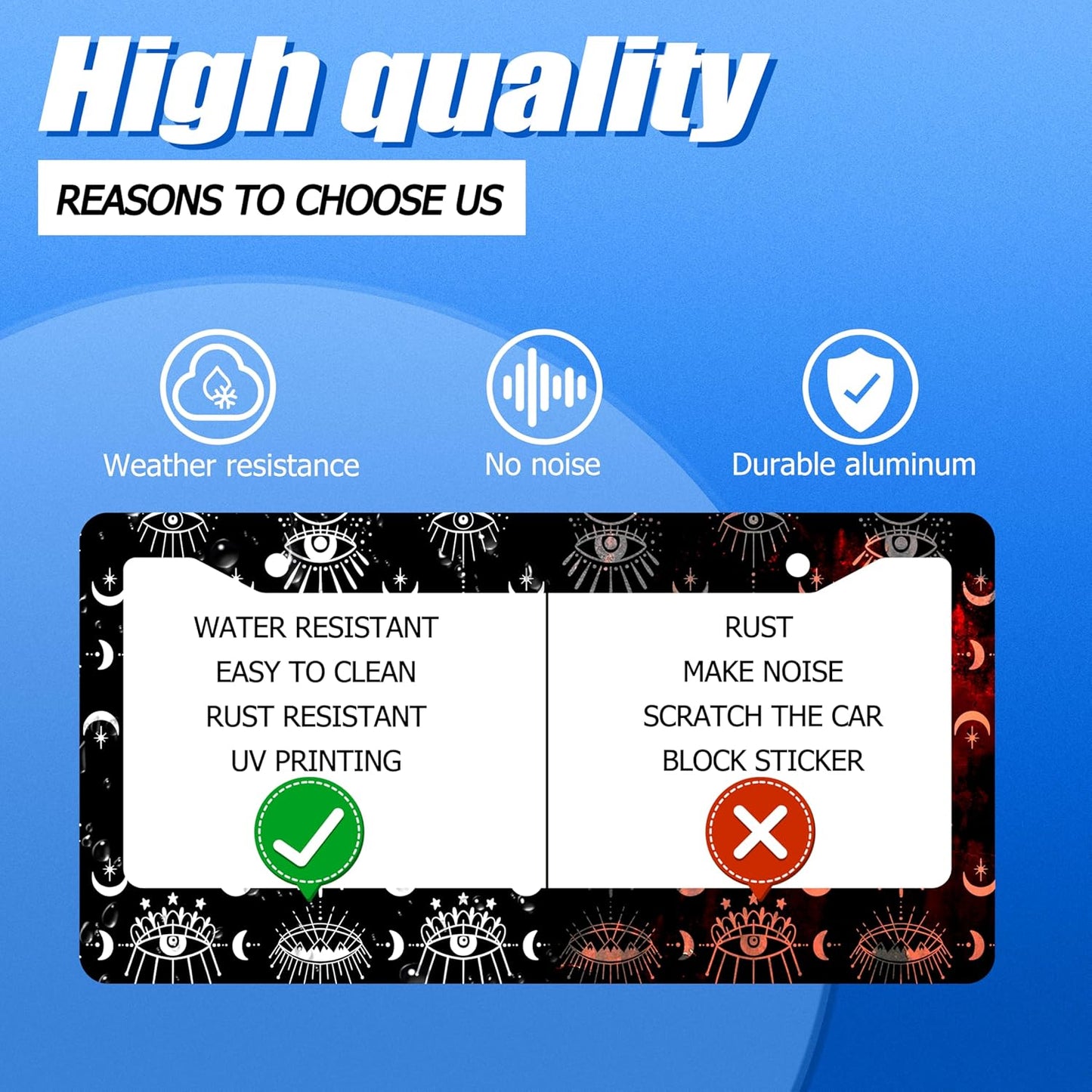 Evil Eye License Plate Frame Psychedelic Eye License Plate Stainless Steel Funny License Plate Holder Colorful Car Accessory Car Decoration 12.3" x 6.3" Fits Standard Vehicles Size