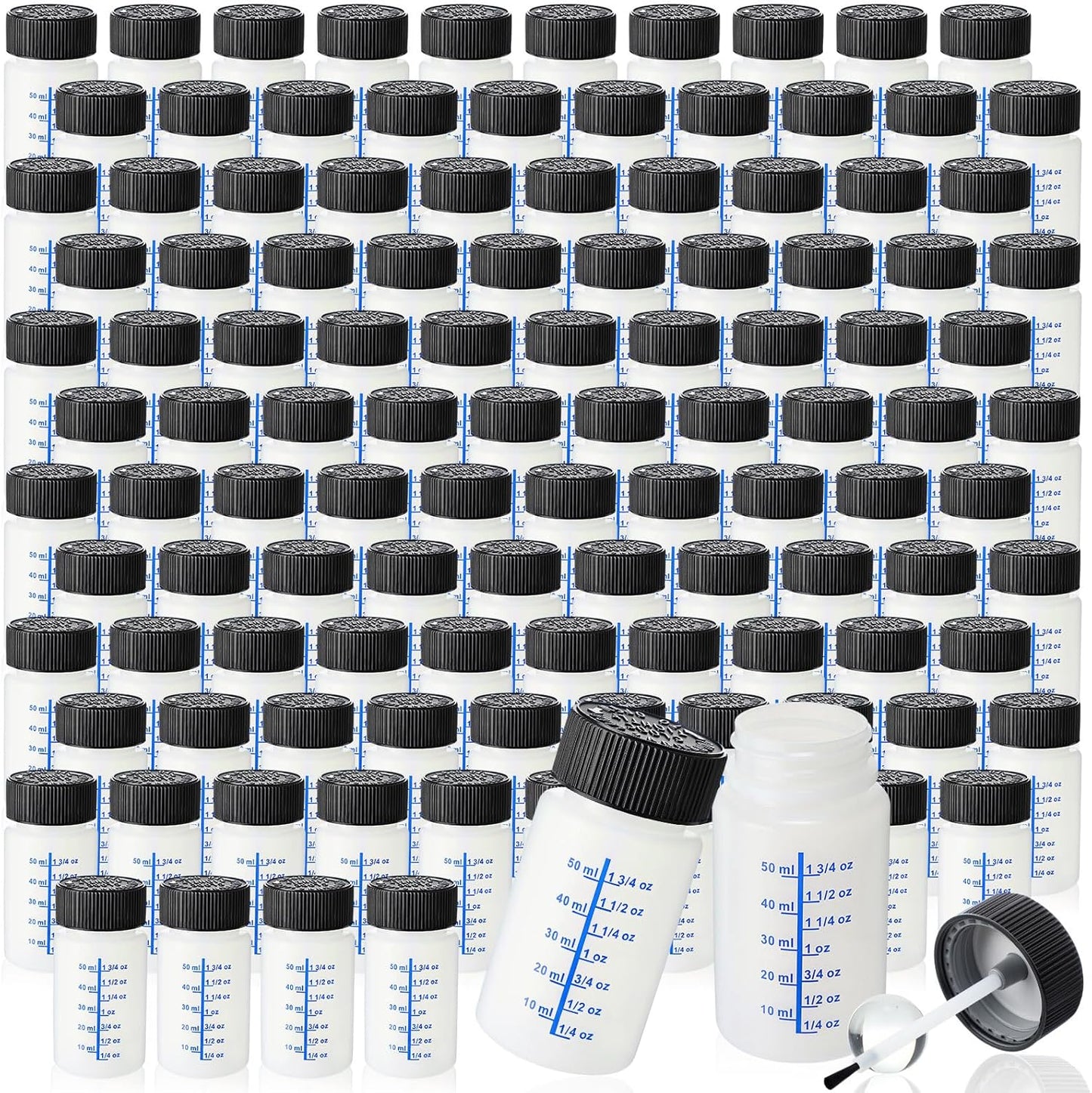 Mumufy 30 Pcs Touch up Paint Bottles with Brush and Lid Empty Touch up Bottle with Mixing Balls 2 oz Fluid Capacity Leftover Paint Container for Car Scratches Repair (Black,Blue)