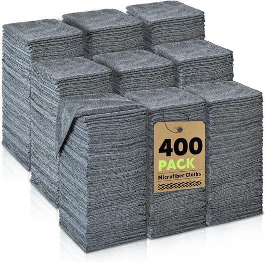 Microfiber Cleaning Cloths Bulk-400 Pack, Gray Microfiber Towels for Cars, Ultra Absorbent Wash Cloths, Lint-Free Streak-Free Microfiber Towels Bulk for Cars, 12x12 inches