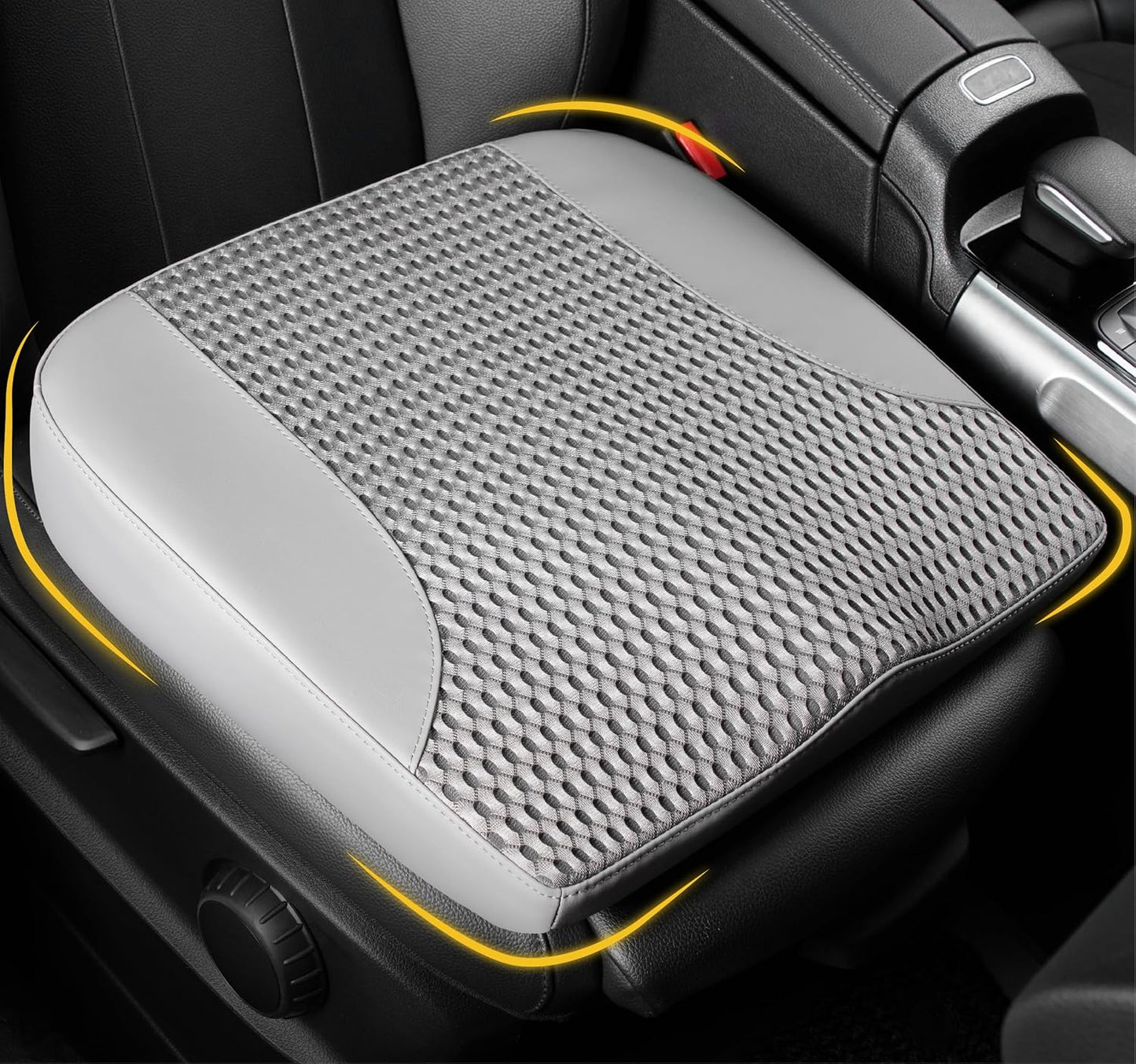 Car Seat Cushion, Comfortable Memory Foam Seat Pillow for Driving, Sciatica-Back Pain Relief, Cushion for Car-Truck, Office, Wheelchair - Gray